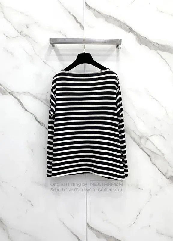 Yves Saint Laurent YSL Striped Long Sleeve T-Shirt for Women . Size M / US 6-8 / IT 42-44 - 1 Thumbnail