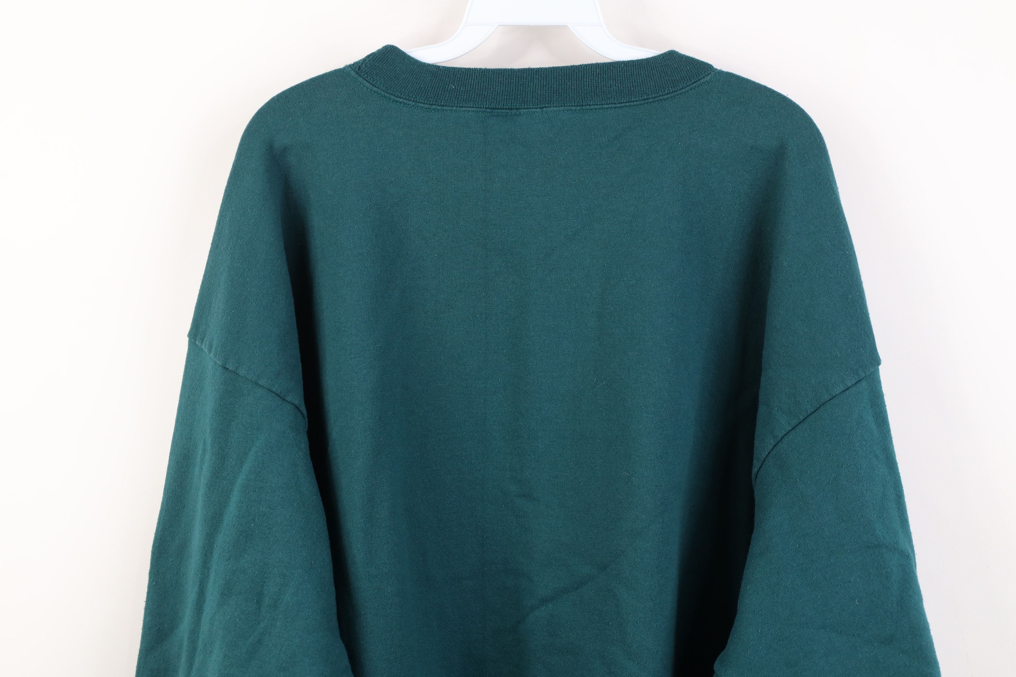 Vintage Vintage 90s Streetwear Faded Blank Crewneck Sweatshirt Green Size US XXL / EU 58 / 5 - 10 Thumbnail