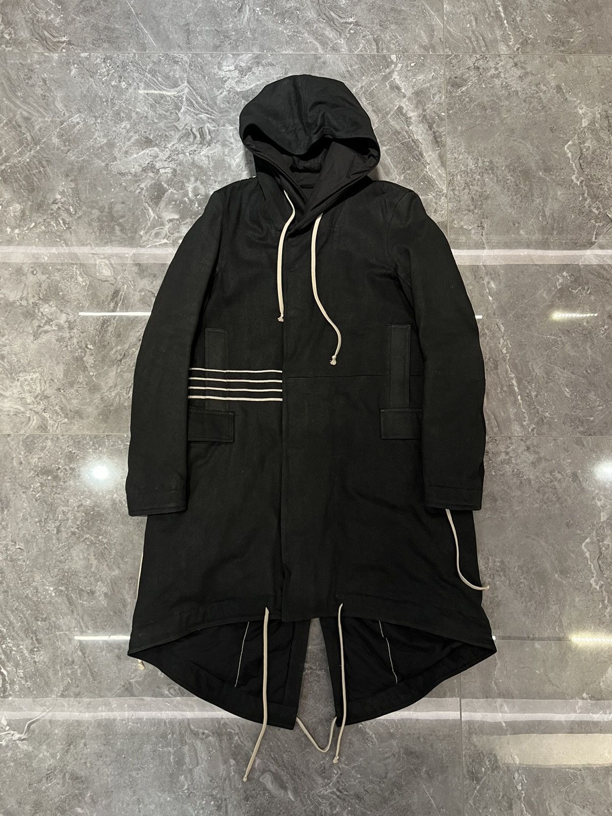 Rick Owens RICK OWENS Padded Fishtail Parka in Black Denim Size US S / EU 44-46 / 1 - 2 Thumbnail