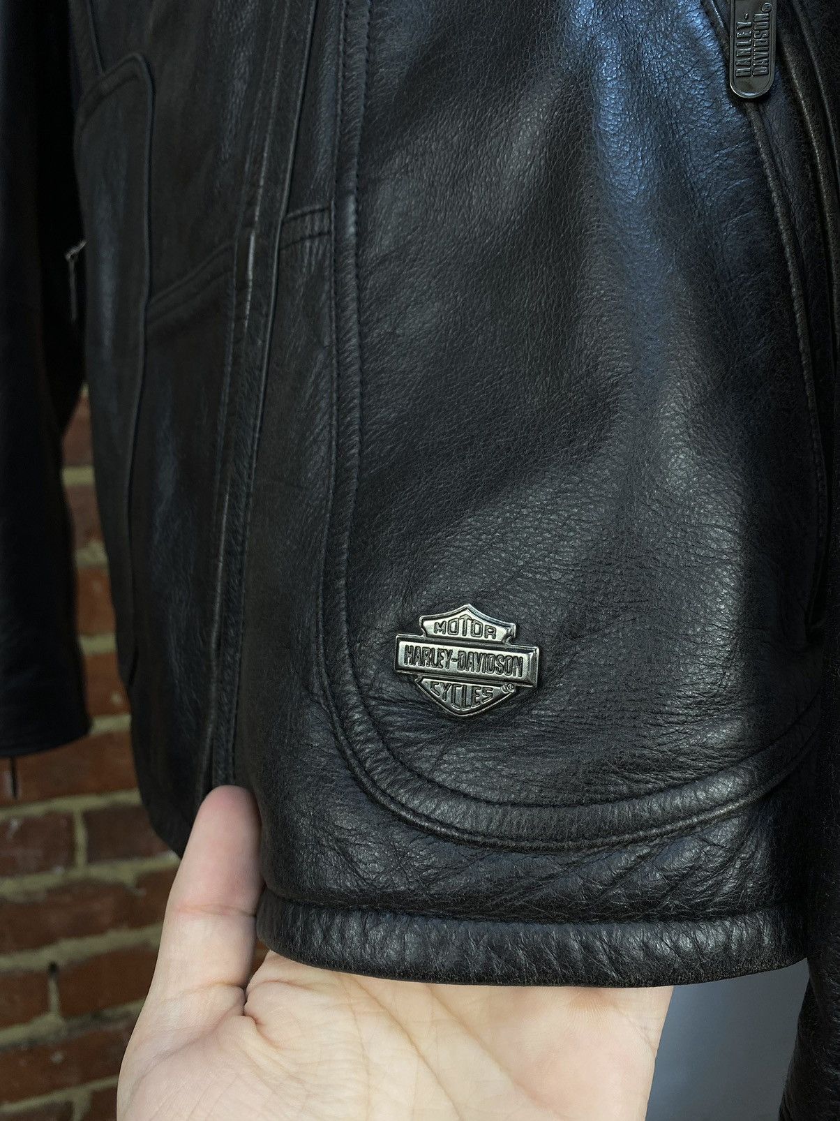 Harley Davidson × Vintage Harley Davidson Motorcycle Biker Black Leather Jacket Size M / US 6-8 / IT 42-44 - 6 Thumbnail