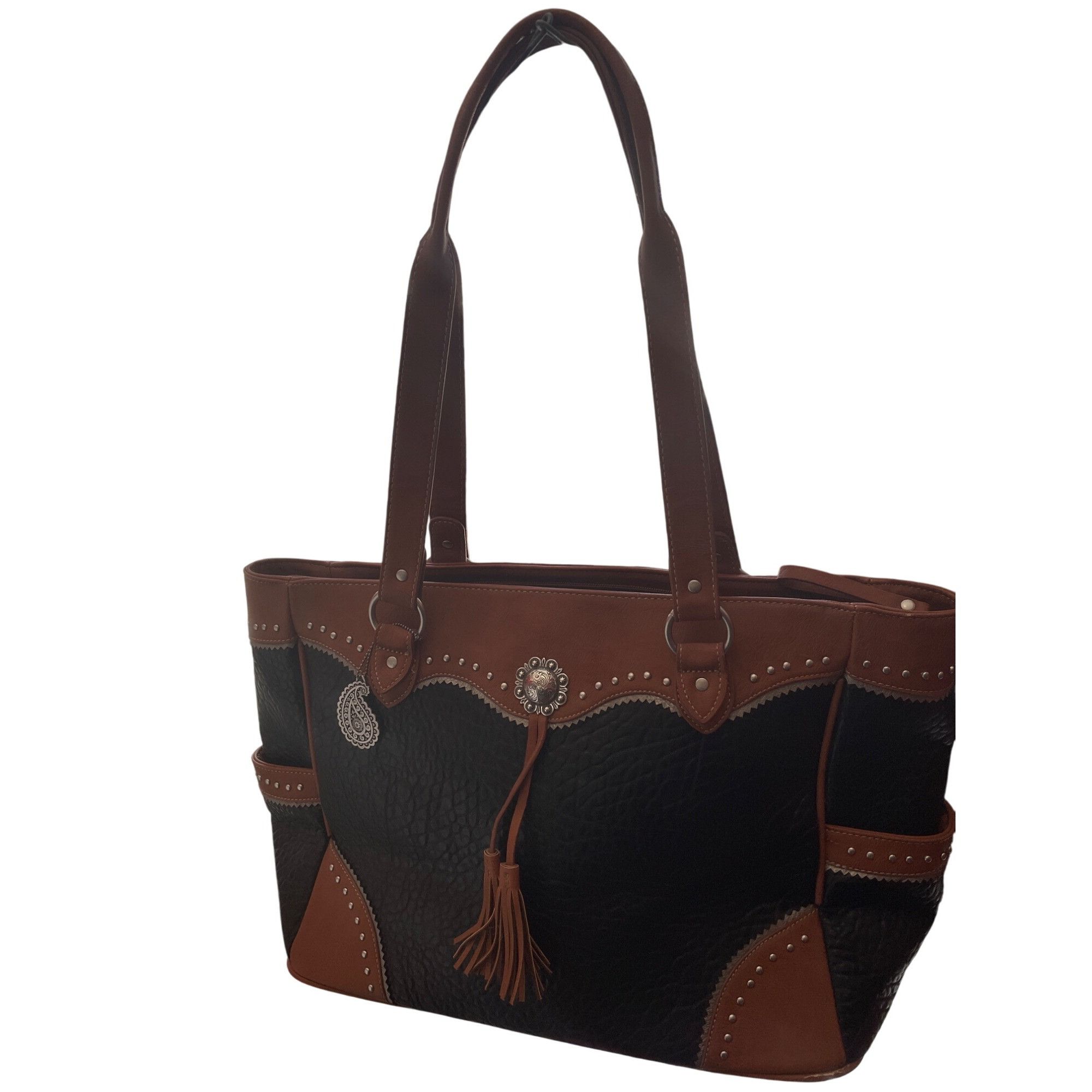 Other Bandana By American West Large Brown Leather Tote Bag SKU 89 Size ONE SIZE - 1 Thumbnail