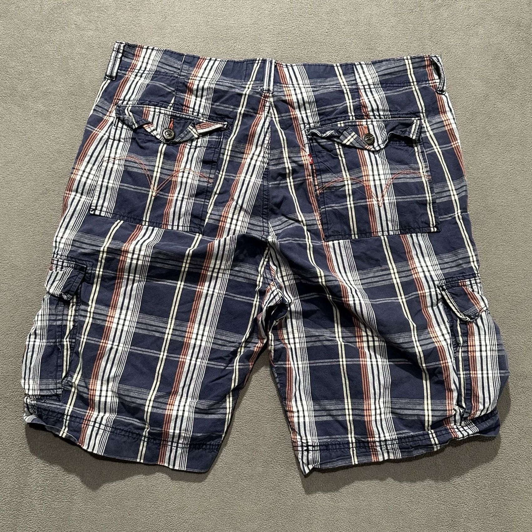 Levi's Levi's Shorts Cargo Plaid Blue Relaxed Men 40 Inseam 11" Rise 14" Front Flat Pocket Logo Outdoor Hip Hop Casual Size US 40 / EU 56 - 2 Thumbnail