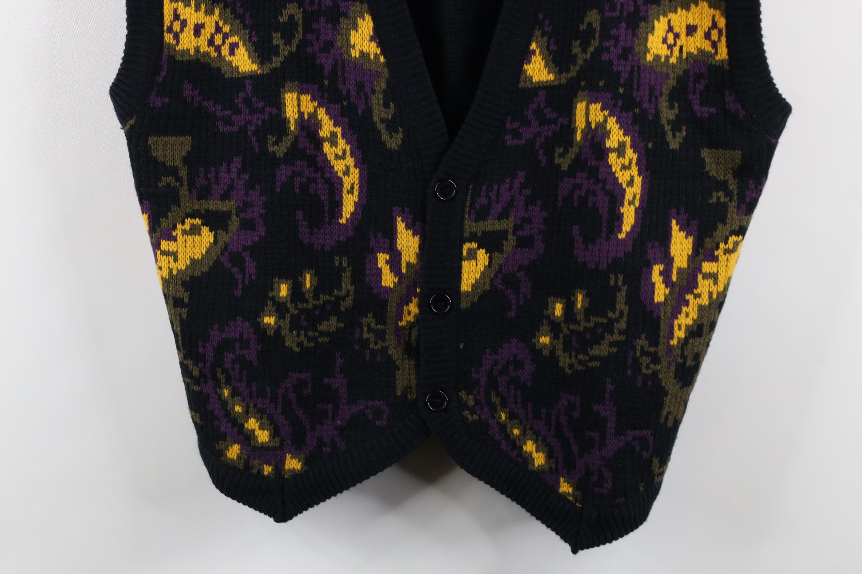 Vintage Vintage 90s Streetwear Paisley Knit Cardigan Sweater Vest Size XL / US 12-14 / IT 48-50 - 3 Thumbnail
