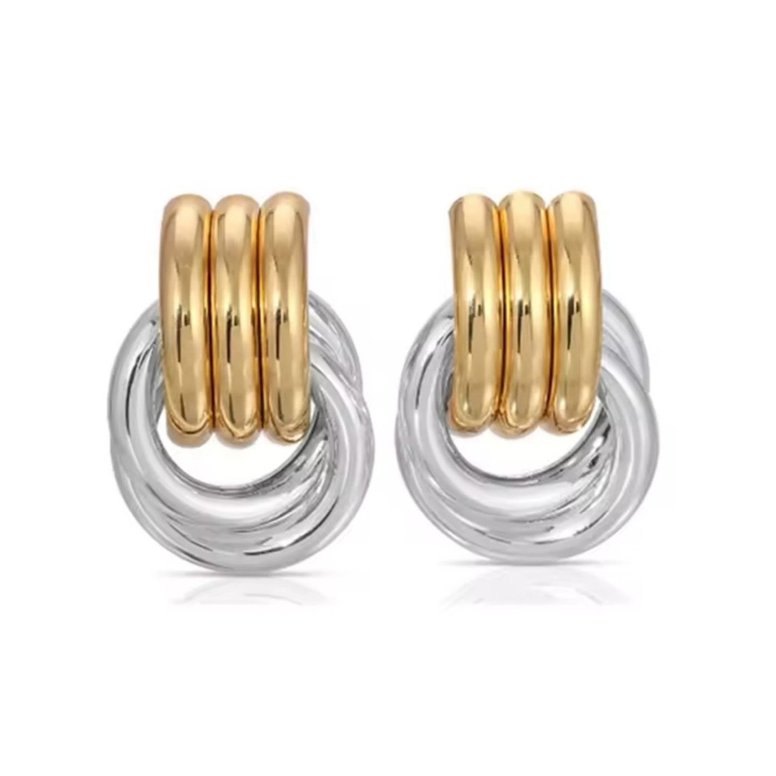 Other Multilayer Circle Twist Knot Earrings for Women Two Toned Size ONE SIZE - 2 Thumbnail