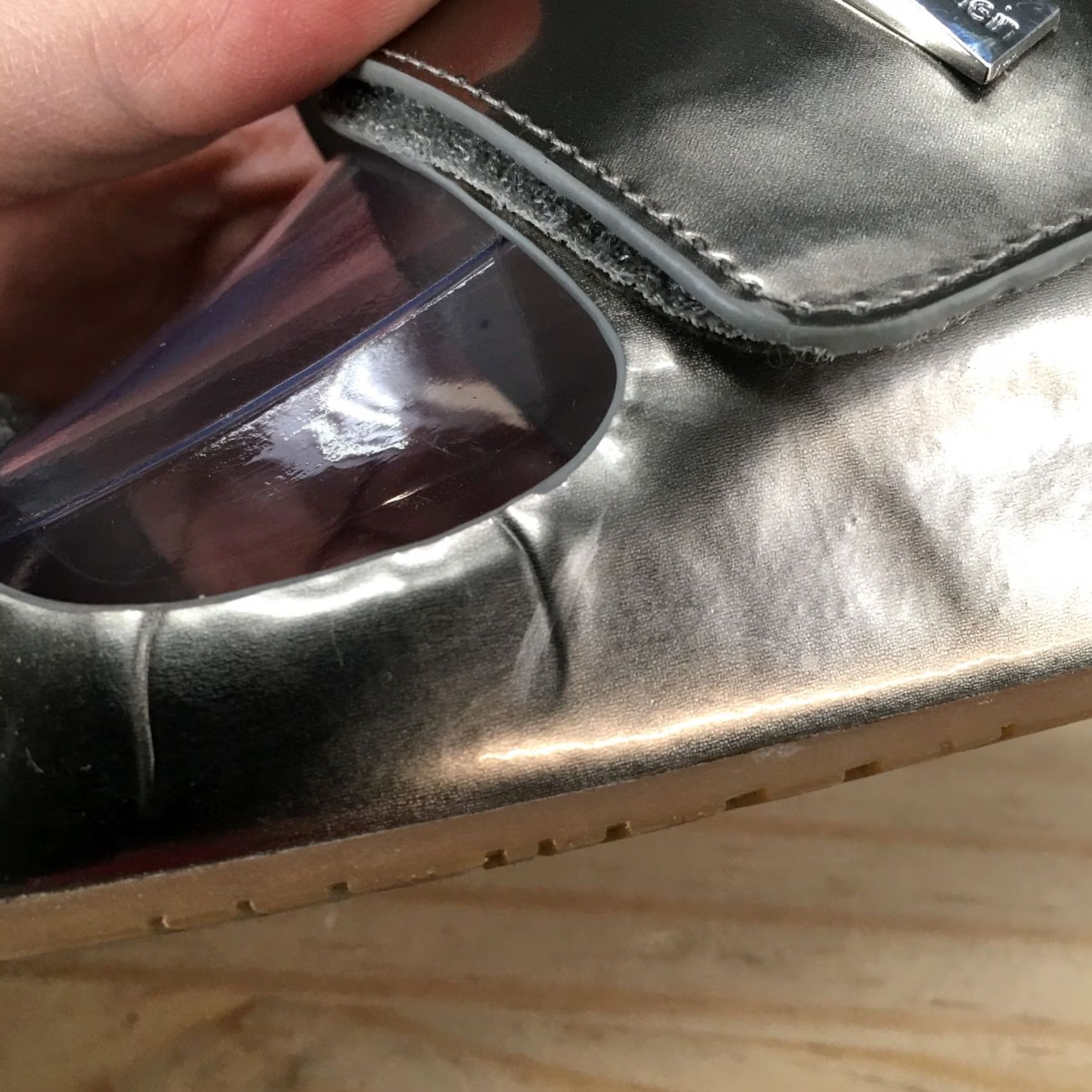 Calvin Klein Calvin Klein Sandals Womens 9 Myra Metallic Gray Slip-On Casual Wedge Heels Size US 9 / IT 39 - 6 Thumbnail