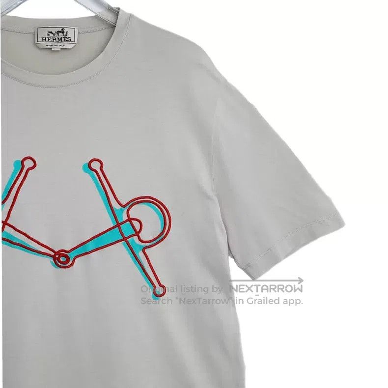 Other Hermes Grey horsehoe buckle embroidered cotton round neck Size S / US 4 / IT 40 - 3 Thumbnail