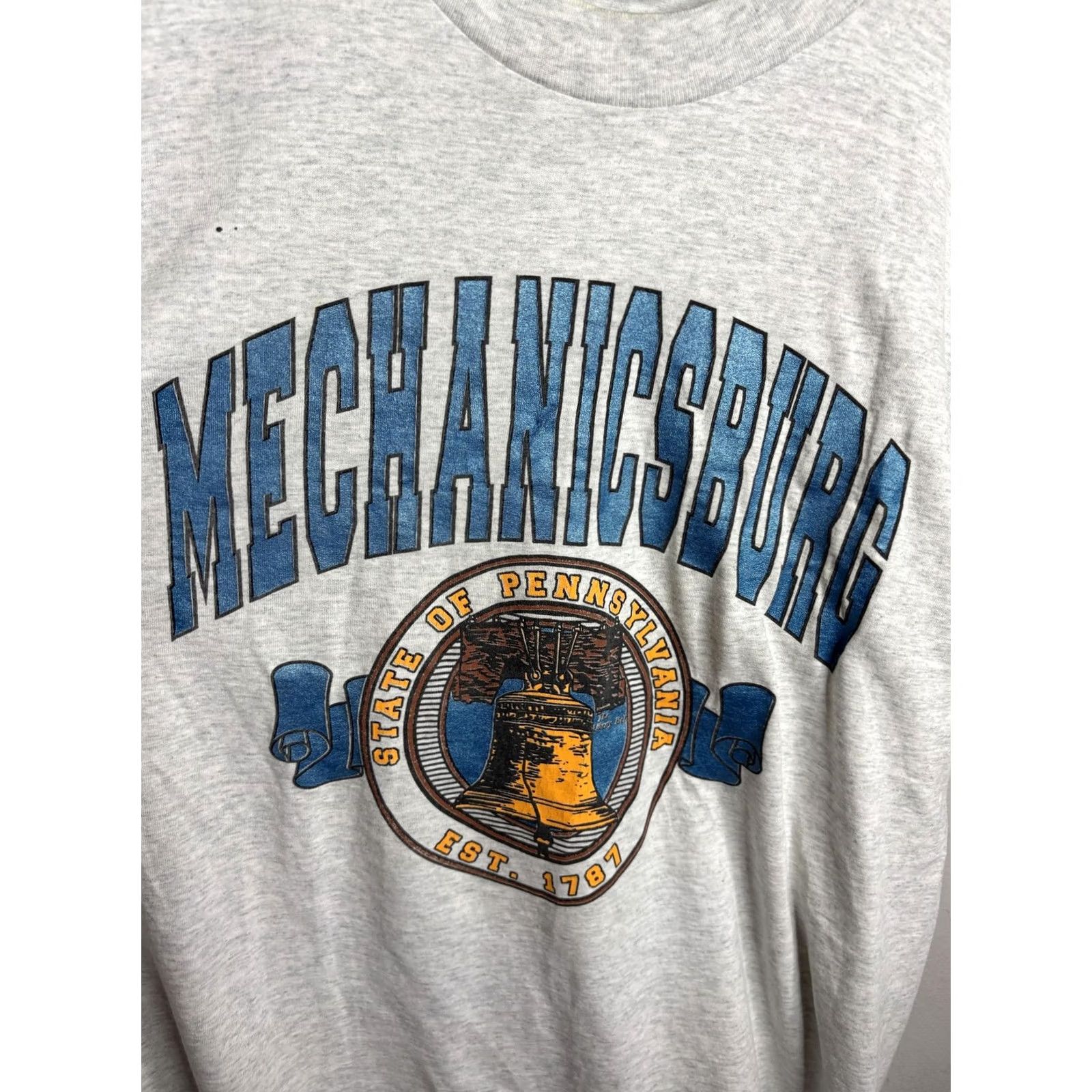 Fruit Of The Loom Vintage Mechanicsburg Shirt Mens Large Gray Fruit of the Loom 80s Size US L / EU 52-54 / 3 - 2 Thumbnail