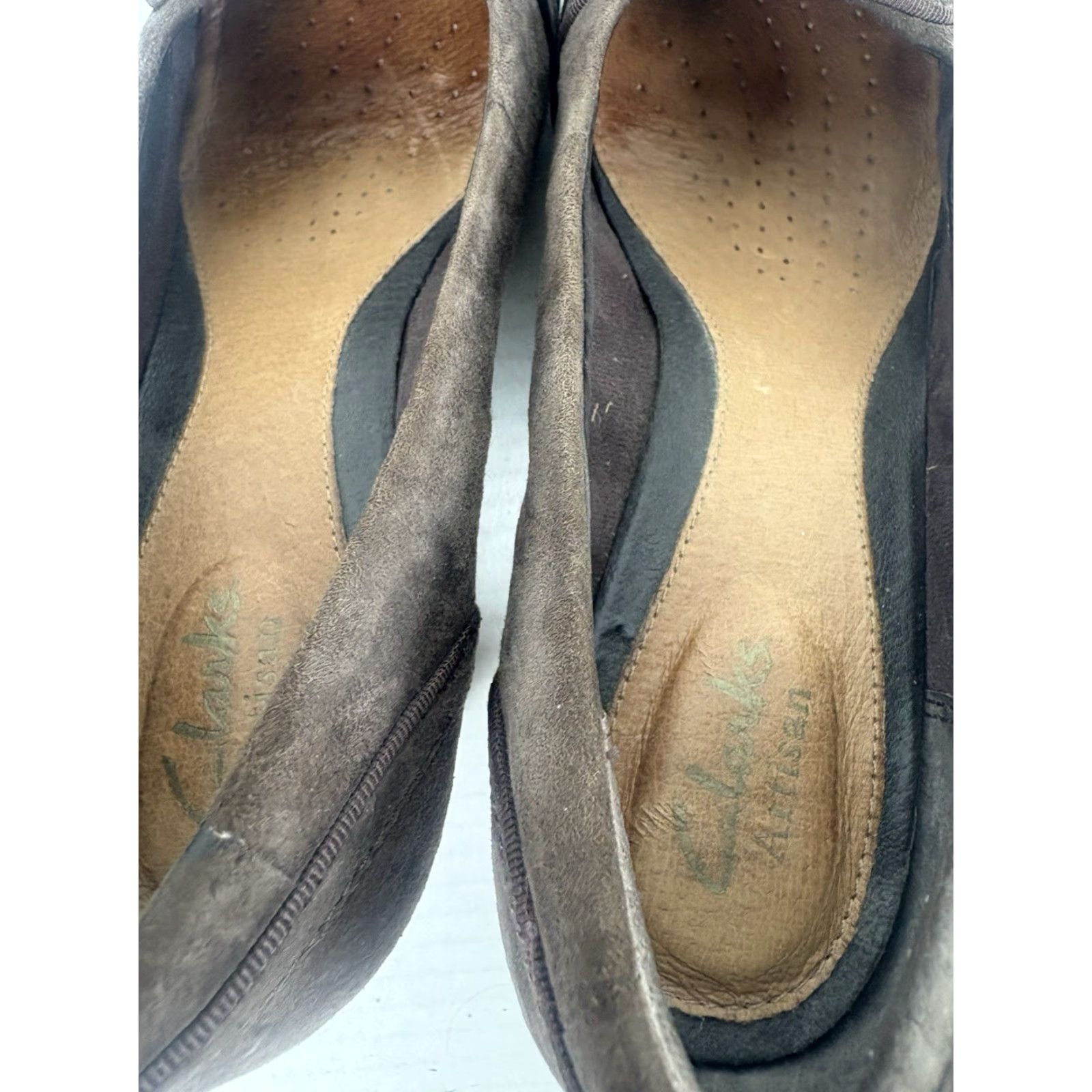 Clarks Clarks Artisan Brown Suede Women’s Block Heels Size 7M Leather Round Toe 3in Platform Shoes Size US 7 / IT 37 - 5 Thumbnail