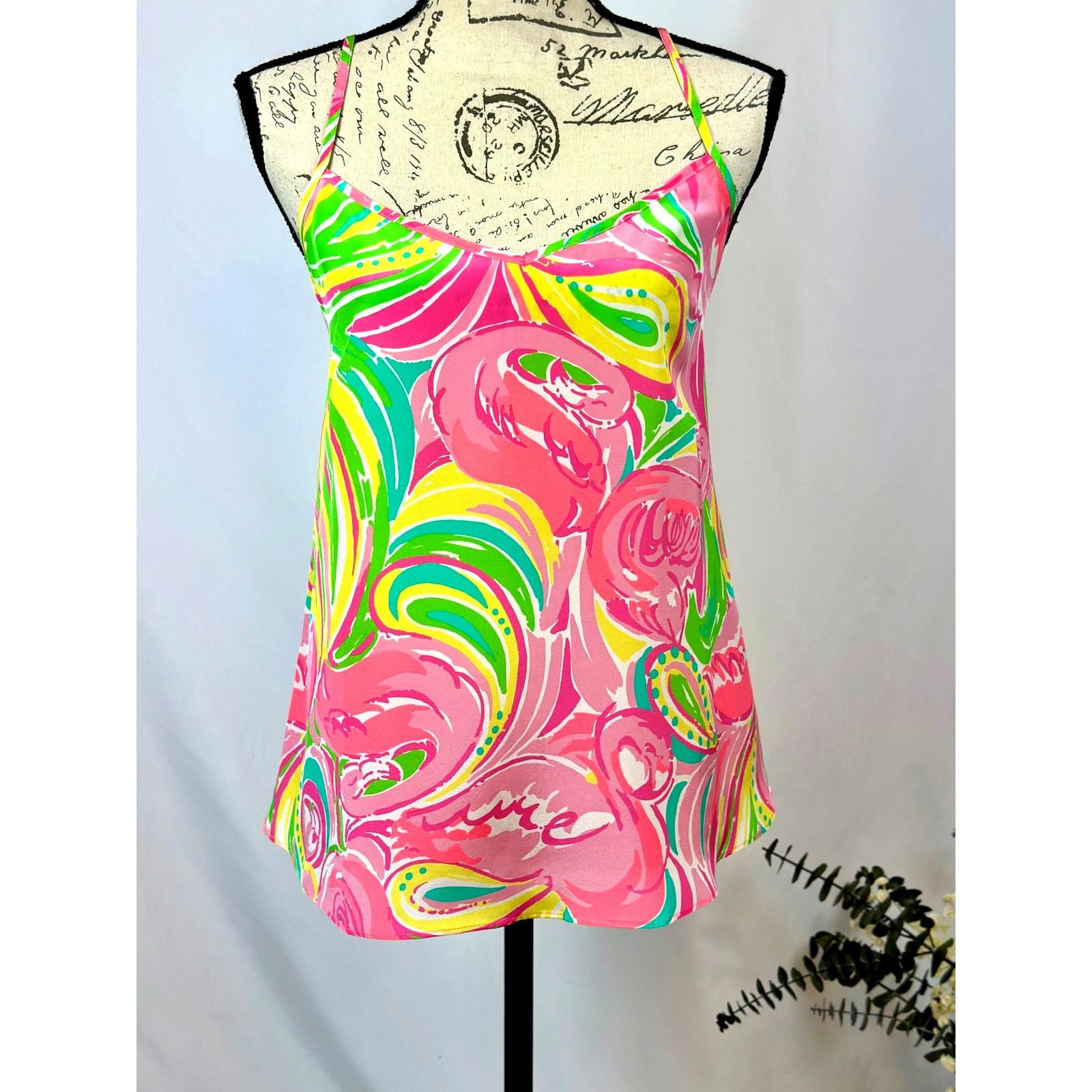Lilly Pulitzer Lilly Pulitzer Dusk Racer Back Cami 100% Silk Flamingo M Size M / US 6-8 / IT 42-44 - 10 Thumbnail