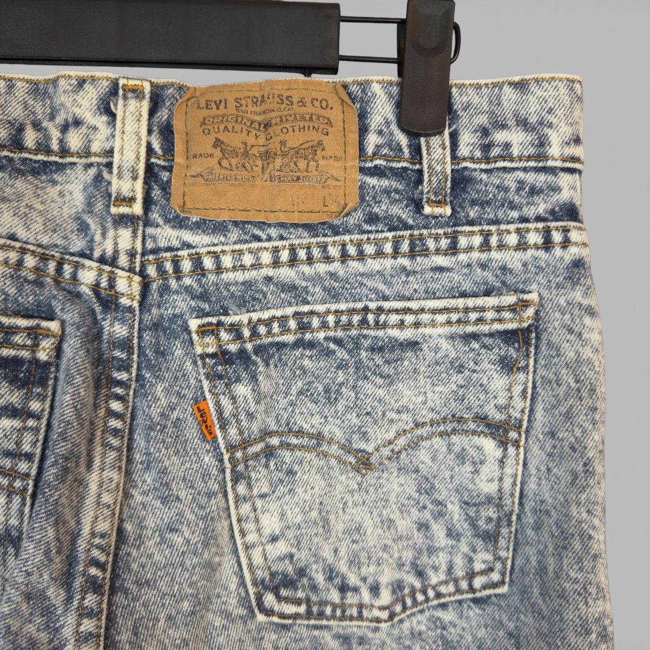 Levi's Vintage 90s Levi's 550 Orange Tab Acid Wash Denim Jeans Size US 31 - 3 Thumbnail