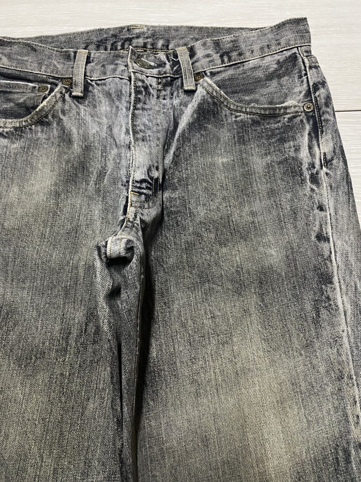 Le Grande Bleu (L.G.B.) Blue Way Made in Nippon Bleached Distressed Flare Jeans Size US 30 / EU 46 - 8 Thumbnail