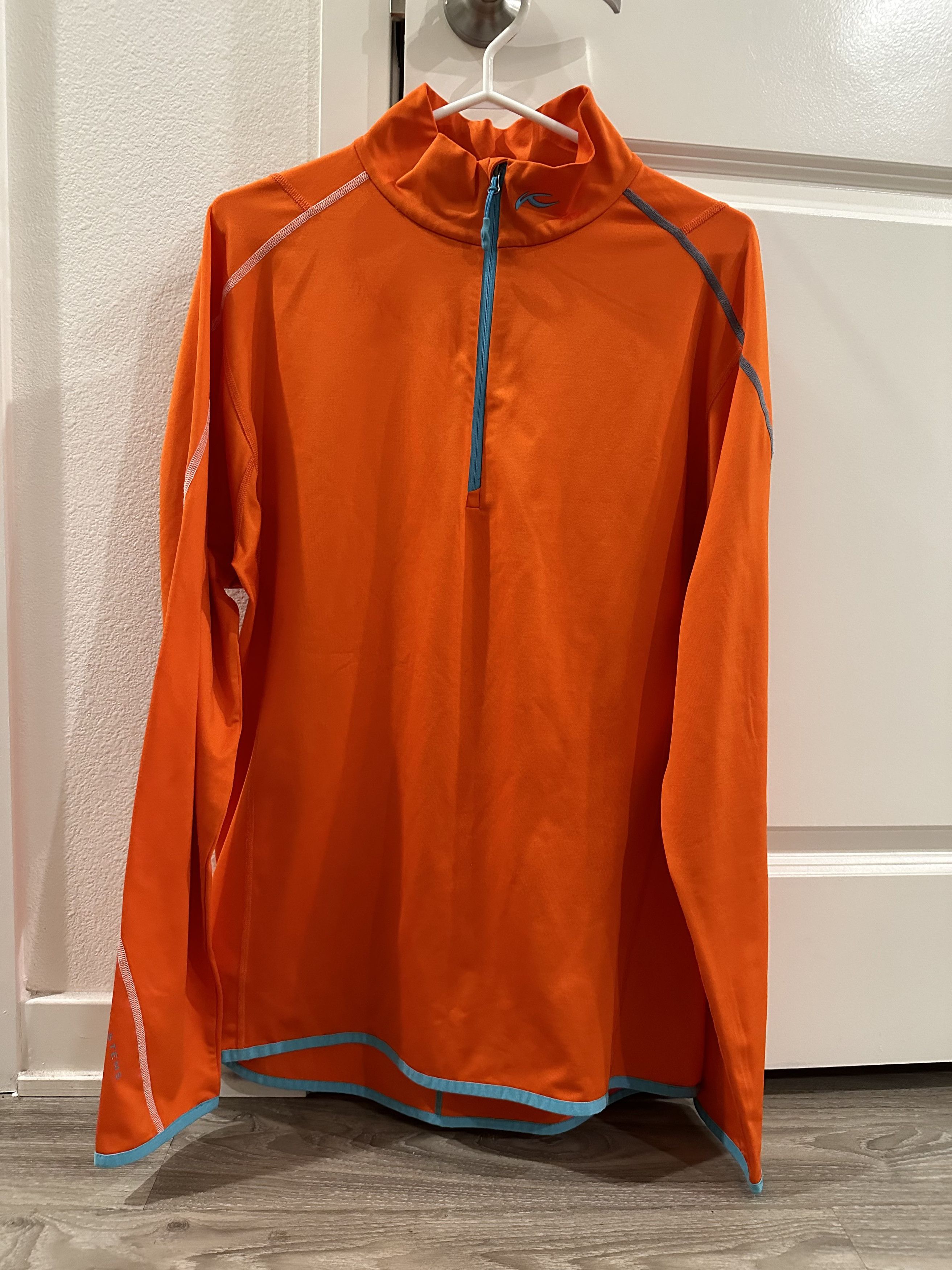 image of Kjus Men's Feel Midlayer Half Zip in Orange (Size Large)