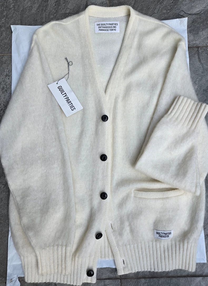 Wacko Maria WACKO MARIA 22FW MAHAIR KNIT CARDIGAN pure white Wool + Mo Size US S / EU 44-46 / 1 - 1 Thumbnail