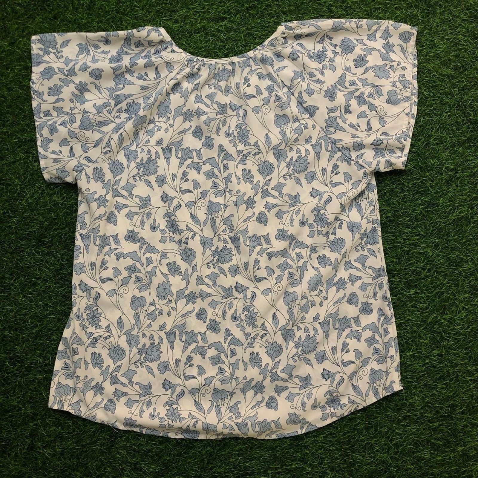 Other Women's White/Blue Paisley Print Blouse Size L / US 10 / IT 46 - 2 Thumbnail