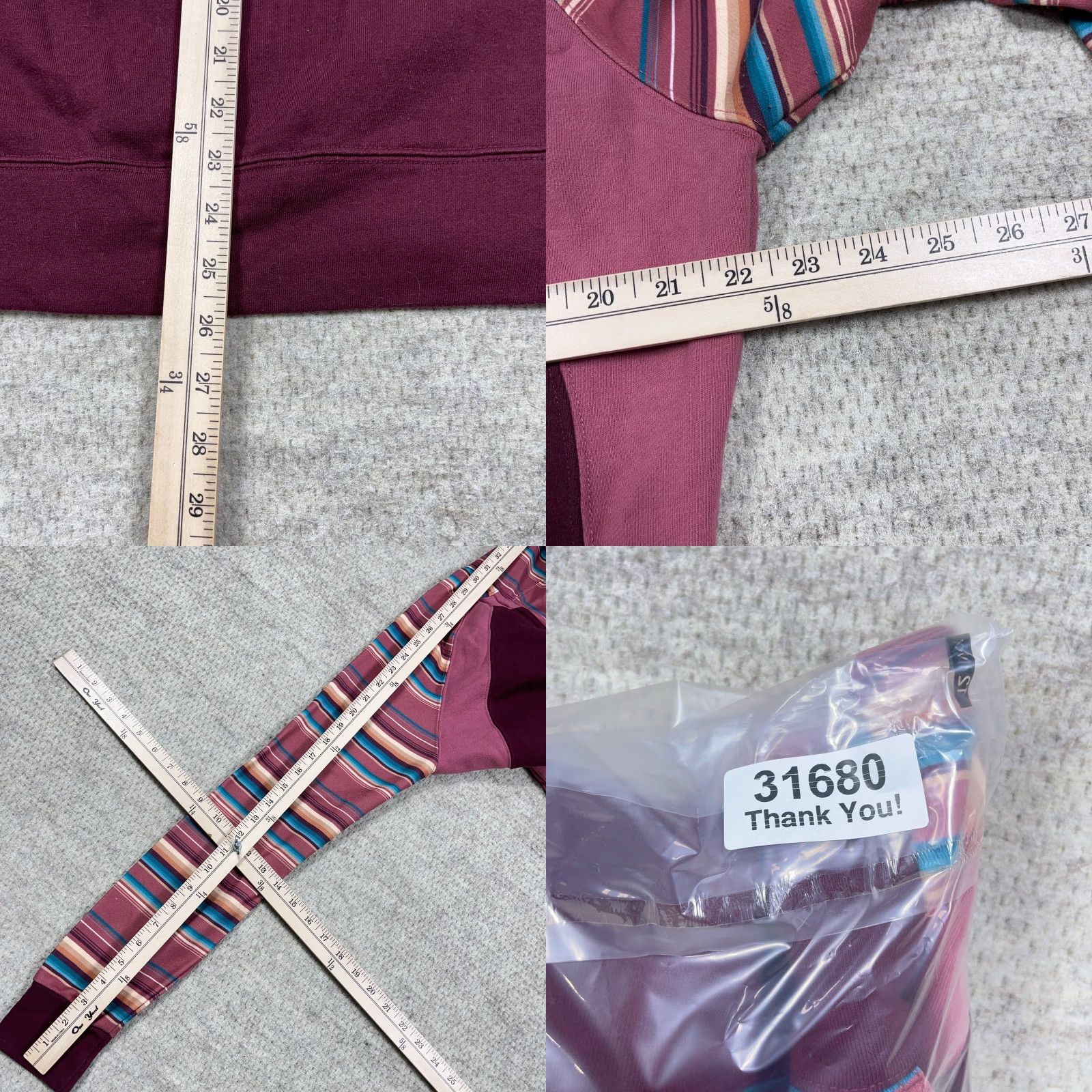 Vintage Hooey Hoodie Men Large Maroon Pink Striped Sweatshirt Southwestern Western Adult Zip Round Neck Hooded Logo Embroidered Pockets Size US L / EU 52-54 / 3 - 8 Thumbnail