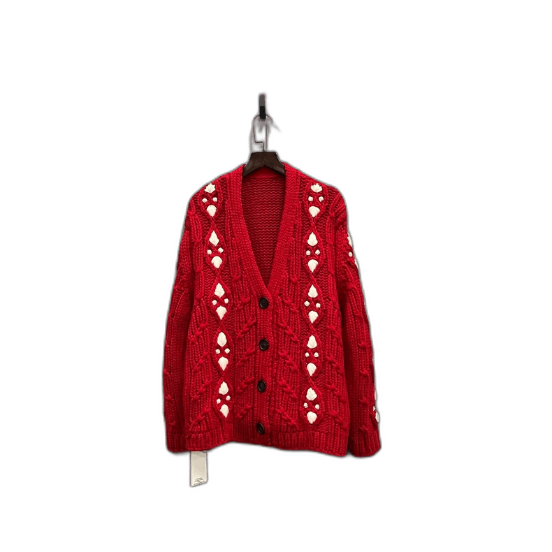 Prada Miu Miu Red Wool Cardigan with Buttons Size US M / EU 48-50 / 2 - 1 Thumbnail