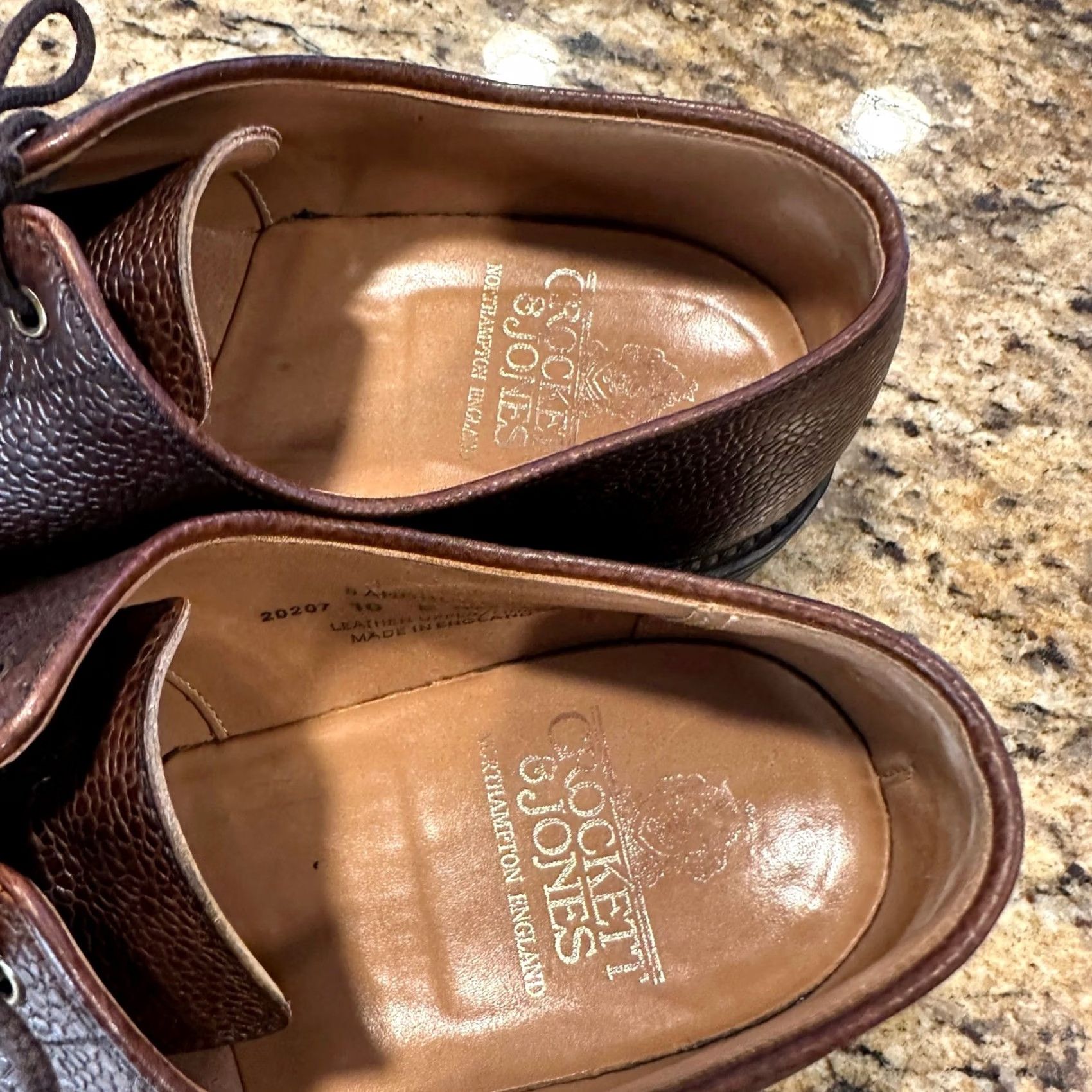 Crockett Jones Mens 10 E Brown Sandhurst Derby Shoes Vibram Roughout Suede Euc, Men's — image 5 of 6