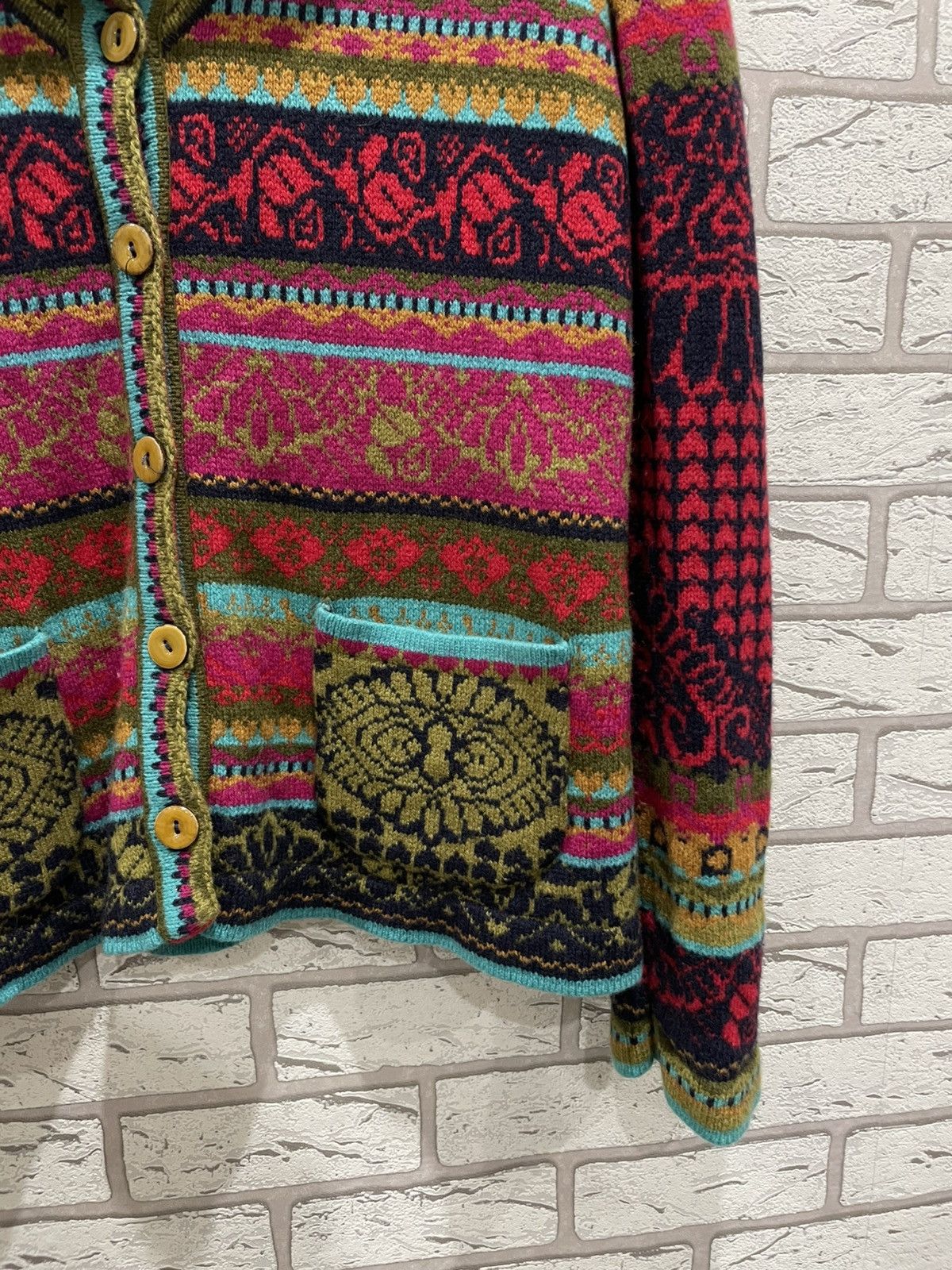Vintage Ivko Woman Handwritten Vintage Wool Knit Sweater Cardigan Size M / US 6-8 / IT 42-44 - 6 Thumbnail