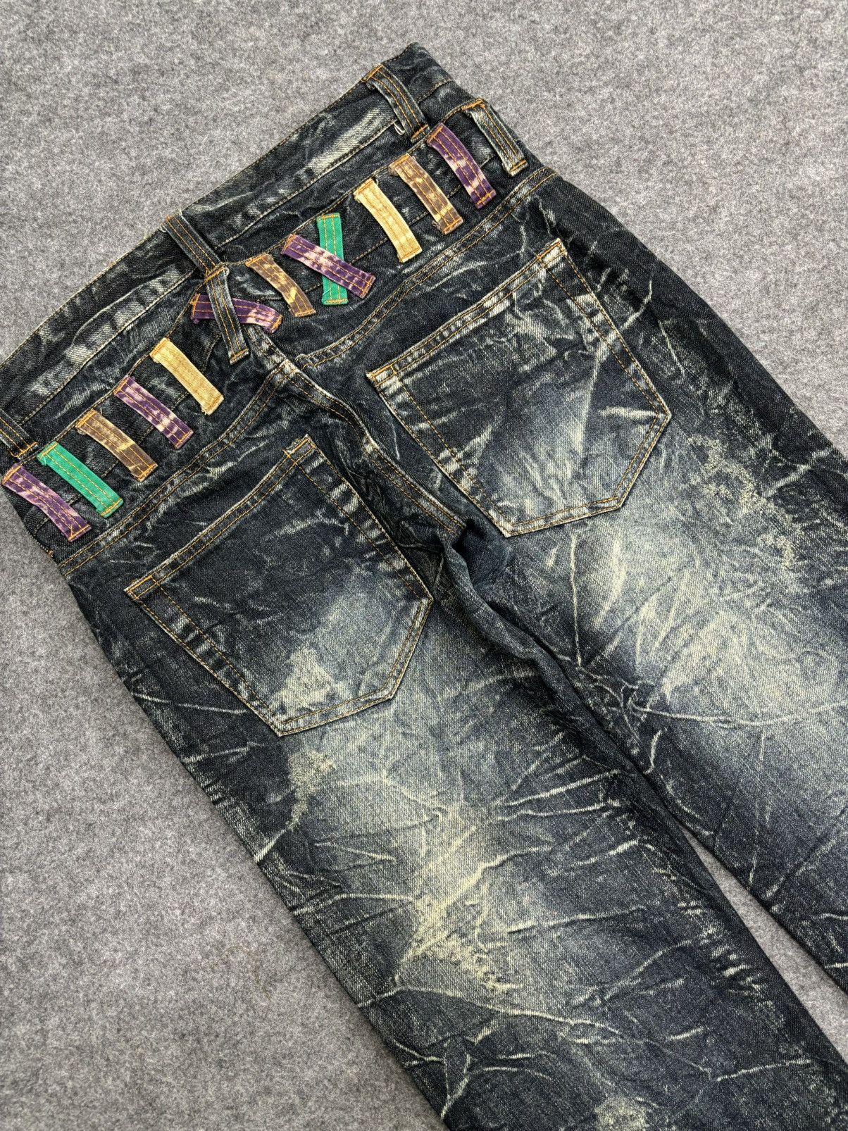 Japanese Brand 💥Double Waist💥Crazy Fades Nylaus Doube Waist Denim F528 Size US 32 / EU 48 - 19 Thumbnail