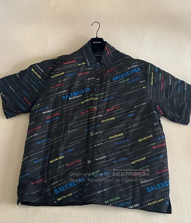 Balenciaga Bullet screen logo cotton short sleeve shirt