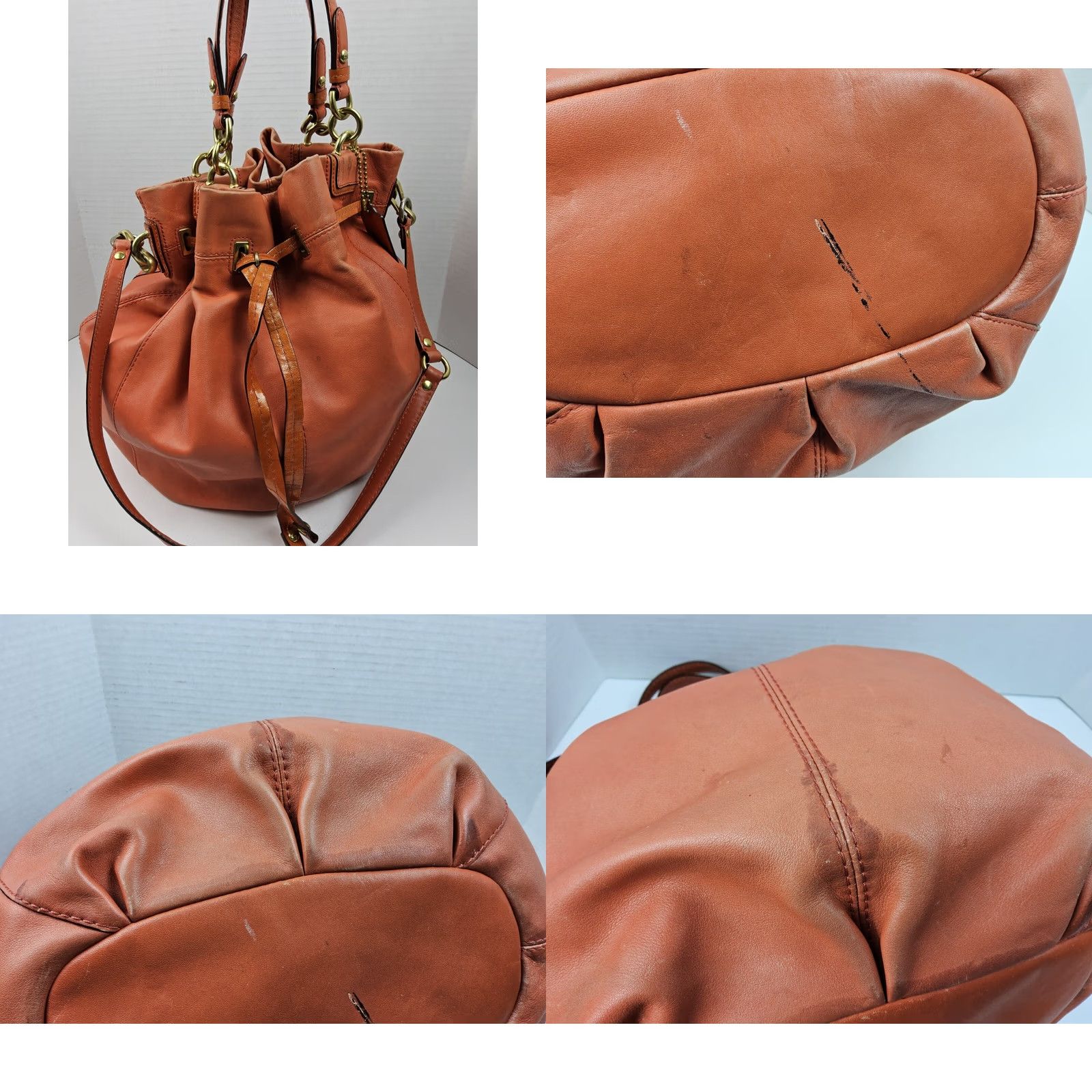 Coach Coach Shoulder Bag Large Orange Peyton Drawstring Leather Womens Size ONE SIZE - 10 Thumbnail