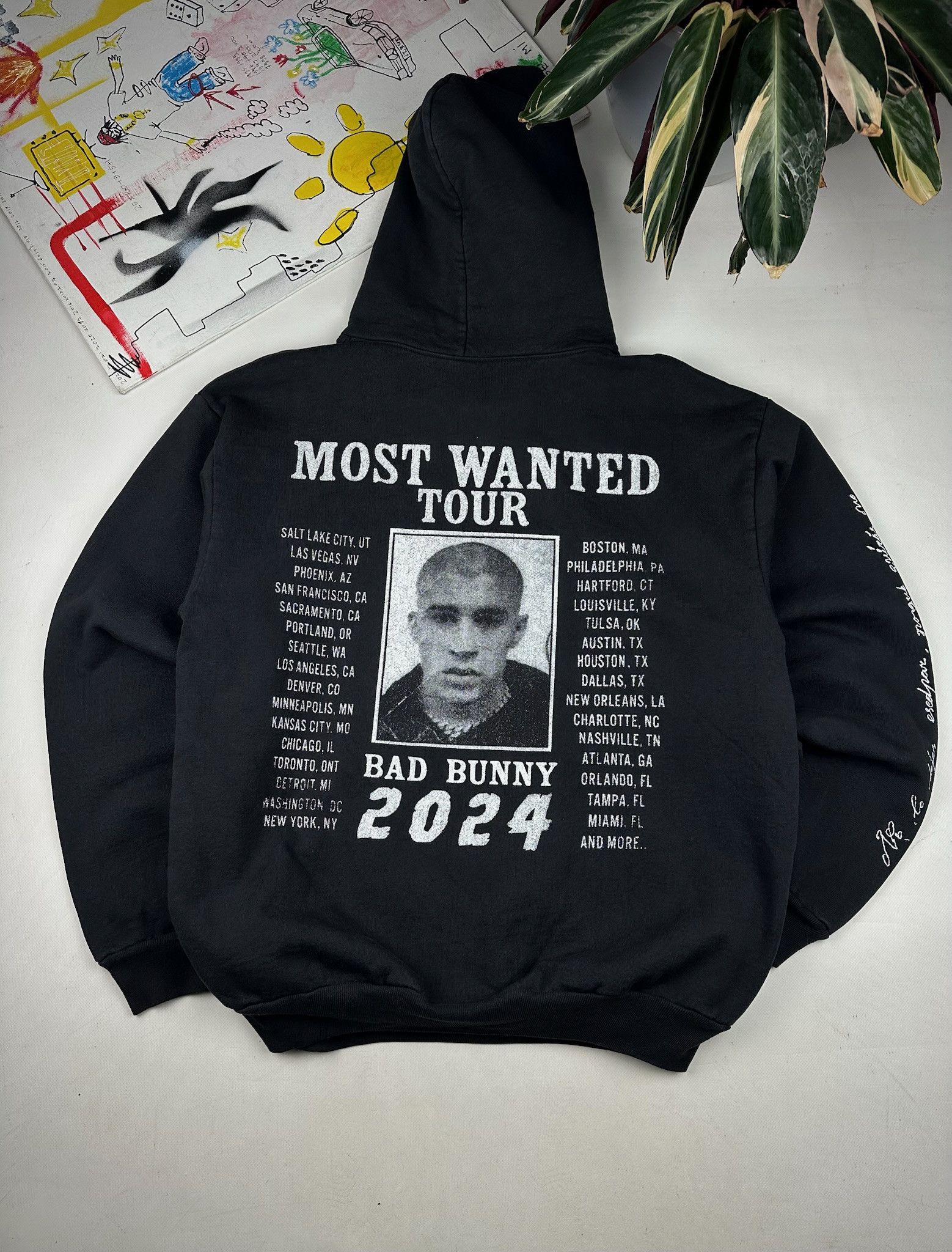 Vintage Bad Bunny Most Wanted Tour Black Hoodie Size US XL / EU 56 / 4 - 1 Thumbnail
