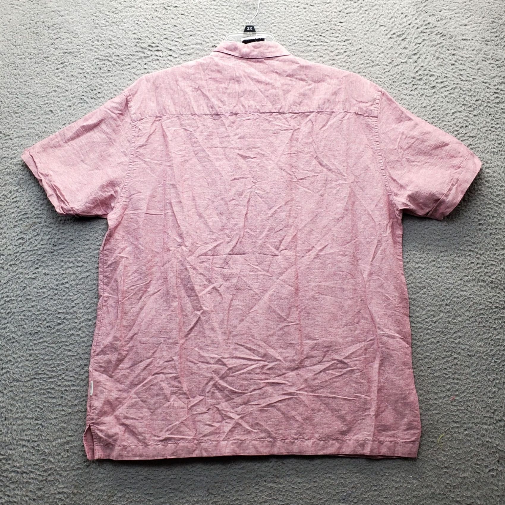 Cubavera Cubavera Shirt Mens XL Pink Linen Chambray Button-Down Short Sleeve Shirt Size US XL / EU 56 / 4 - 2 Thumbnail