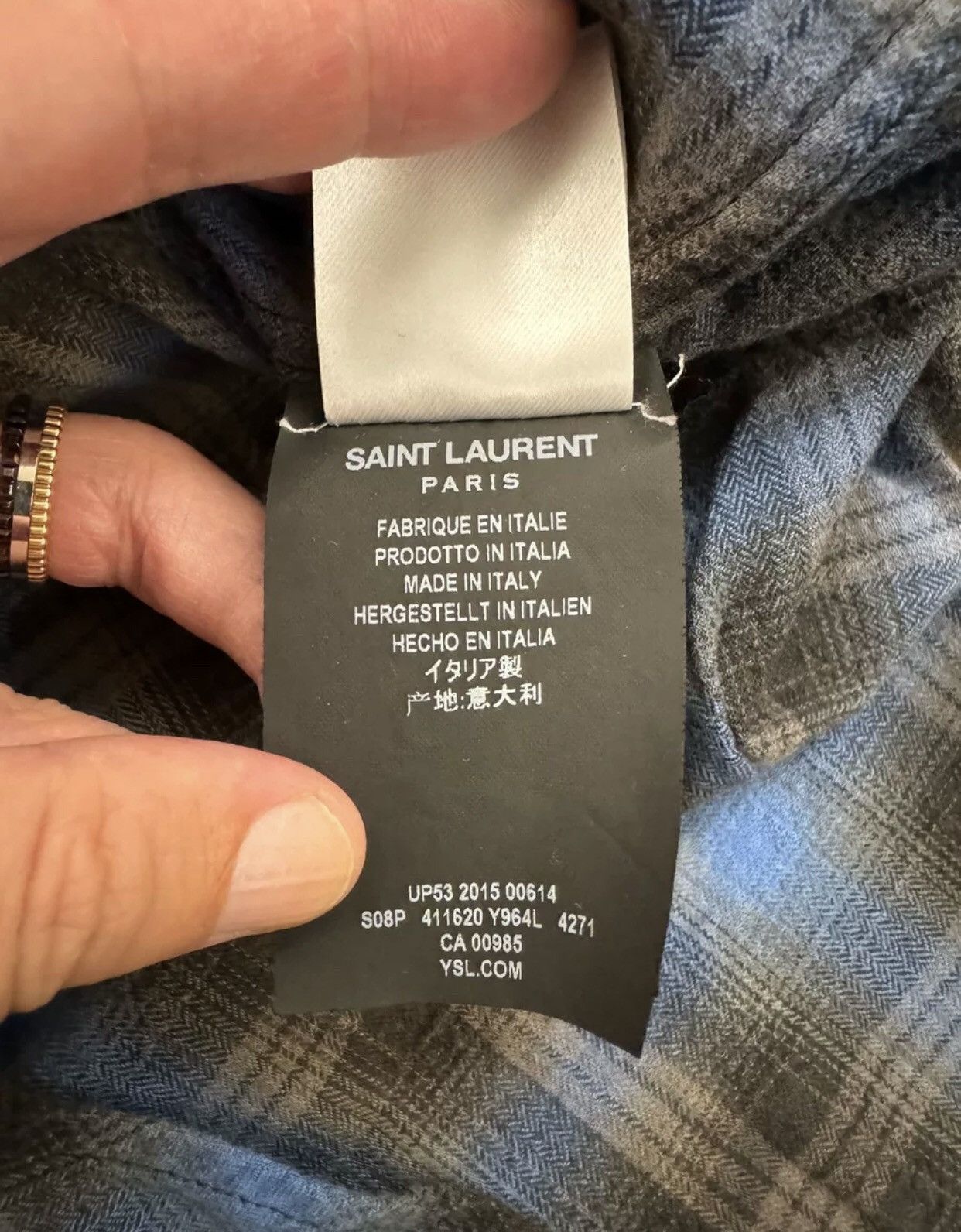 Saint Laurent Paris Saint Laurent SLP blue and black plaid shirt size 38 Size US S / EU 44-46 / 1 - 5 Thumbnail