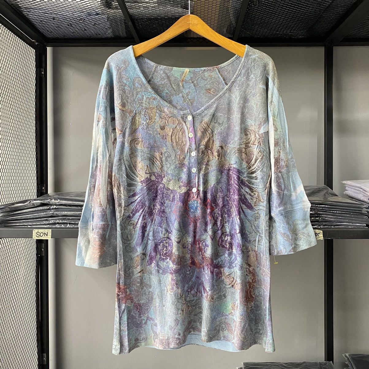 If Six Was Nine × Issey Miyake × Japanese Brand Japan Style Celestial Cross Henley Bohemian Chic Long Sleeve Size L / US 10 / IT 46 - 1 Thumbnail