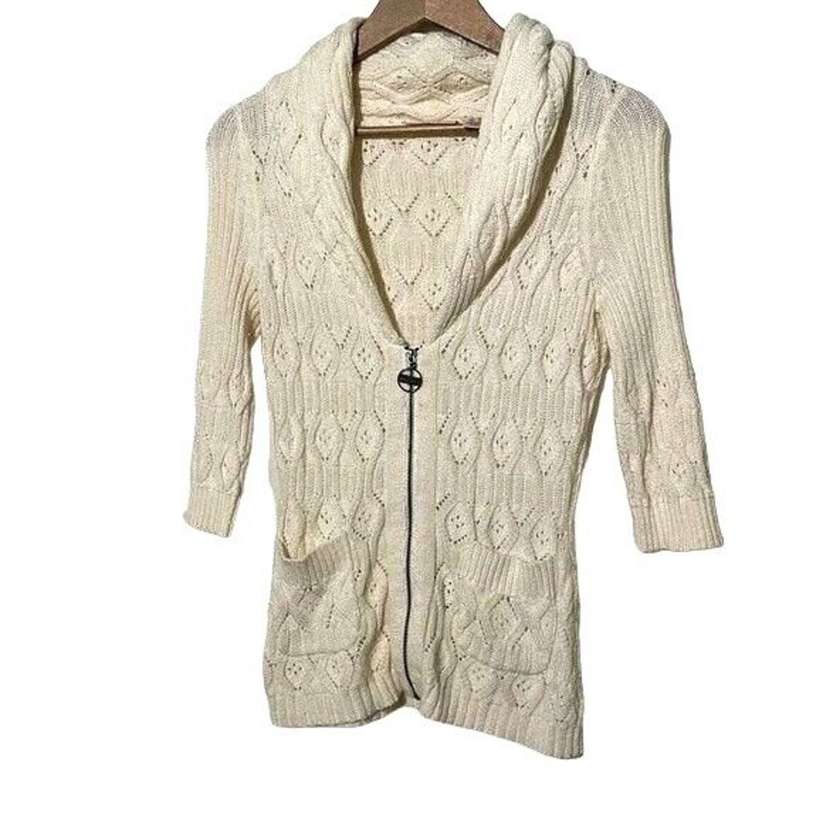 DKNY DKNY Womens Knit Open Knit Zip Cardigan Size XS 3/4 Sleeve Size XS / US 0-2 / IT 36-38 - 2 Thumbnail