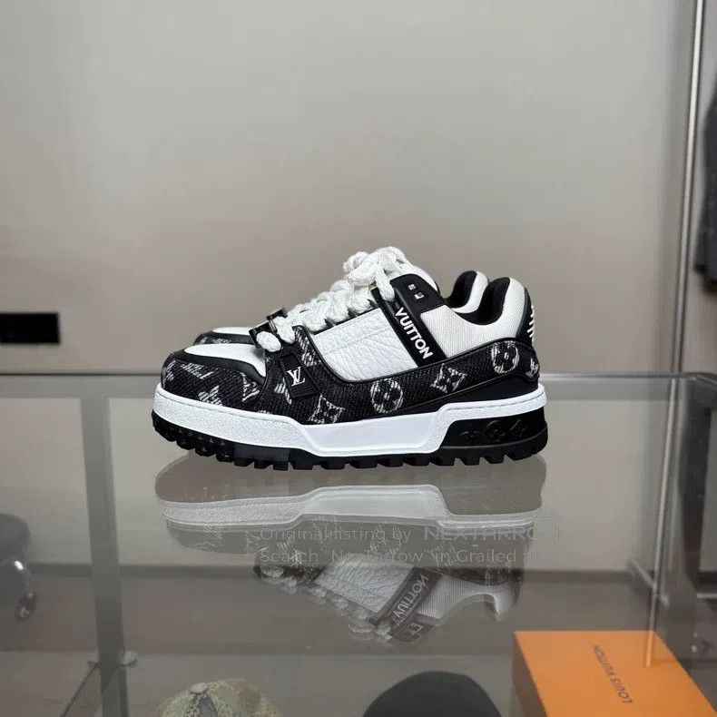 Louis Vuitton Louis Vuitton Trainer Maxi Black and White Denim Fat Ding Size US 6.5 / EU 39-40 - 2 Thumbnail