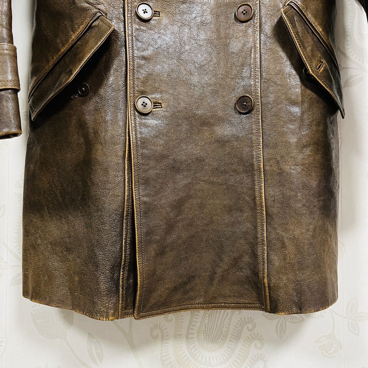 Genuine Leather × John Varvatos JOHN VARVATOS GOAT LEATHER TRENCH COAT ITALY SIZE 52 Size US L / EU 52-54 / 3 - 13 Thumbnail