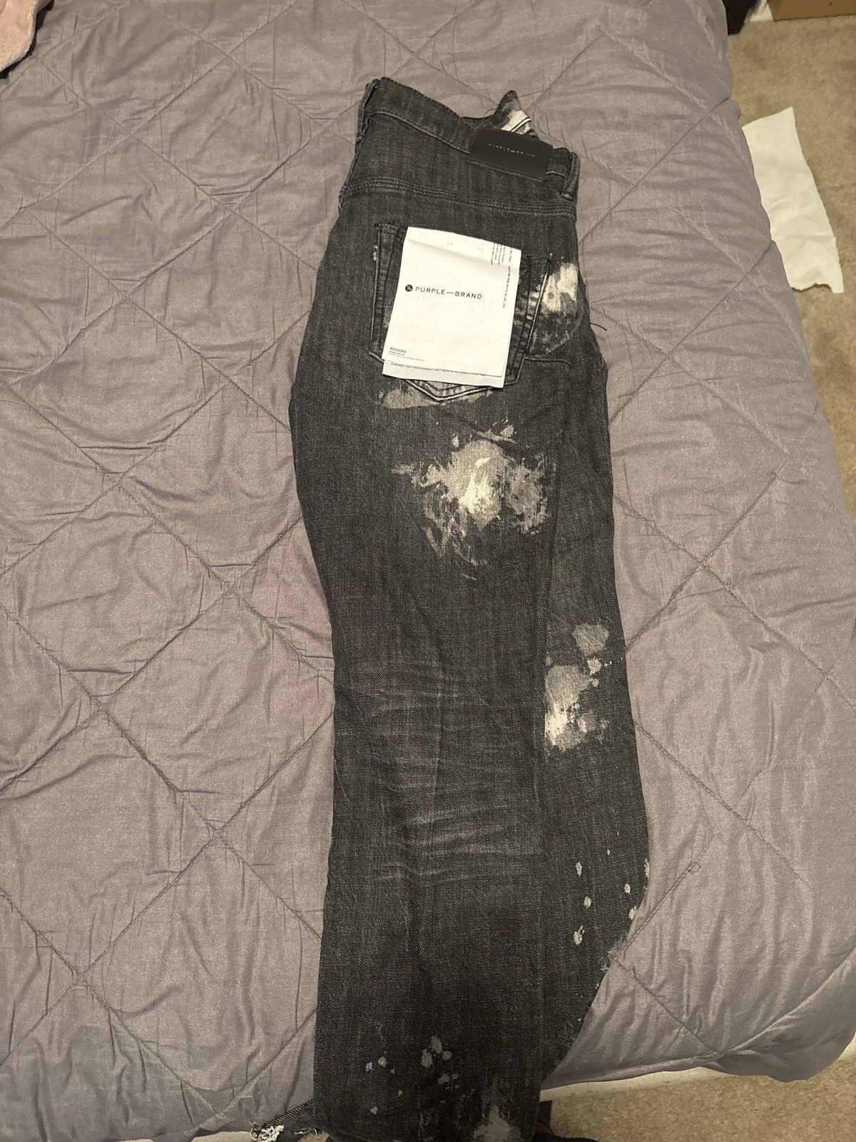 Purple Brand PURPLE BRAND Big Bleach Blowout Skinny Jeans 'Black' Size US 31 - 2 Thumbnail