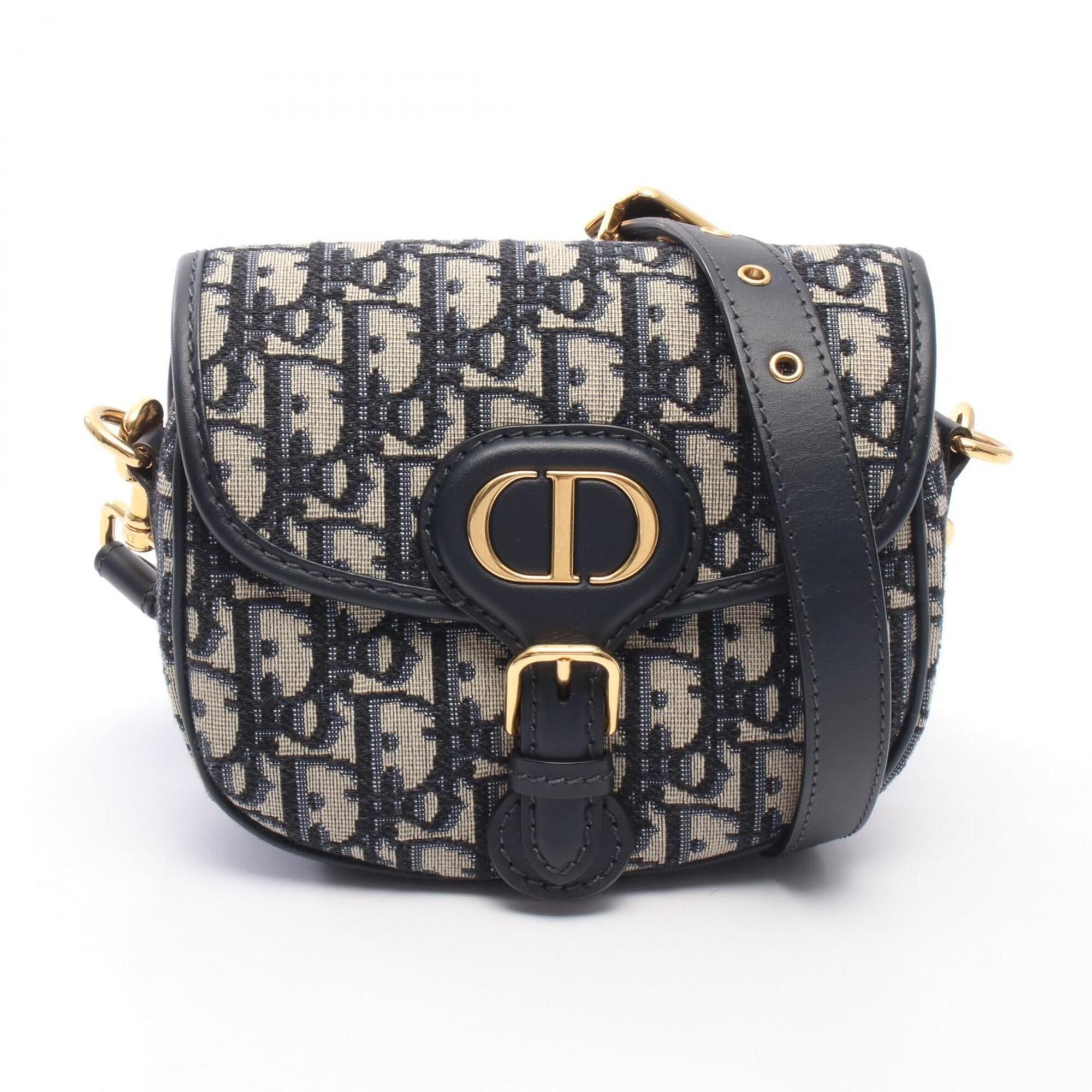 Dior Christian Dior Dior Bobby Small Oblique Shoulder Bag/Handbag, Canvas and Leather, Women's, Navy/Beige Size ONE SIZE - 1 Thumbnail
