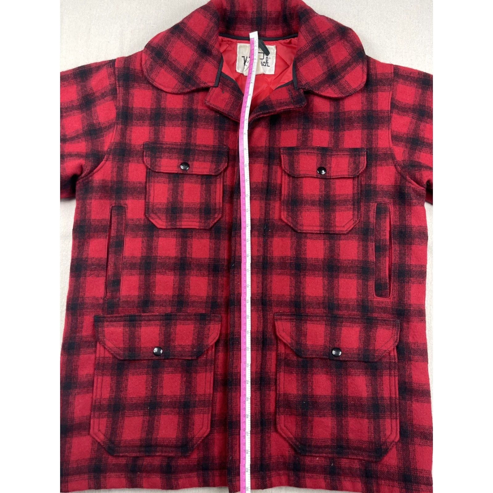 Vintage VINTAGE Woolrich Hunting Jacket Coat - Buffalo Plaid Wool Mackinaw, Quilted Lined, Button Closure, Men, Size 40, Red, Outdoor Winter/Casual 40 Mens Size US XXS / EU 40 - 7 Thumbnail