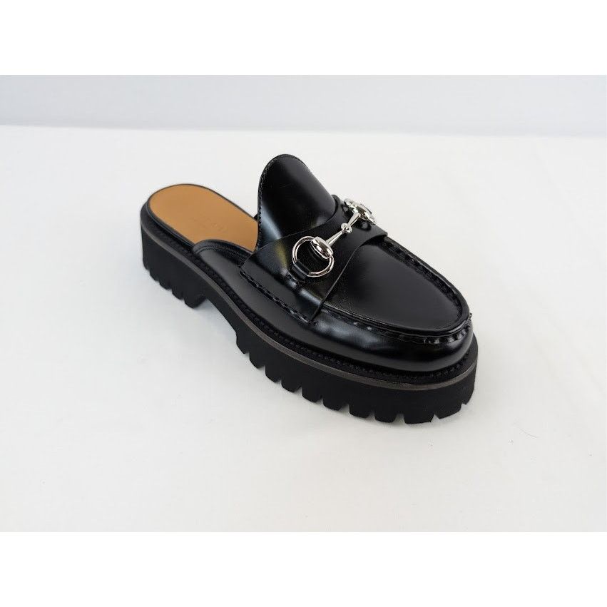Gucci o1rshd1 Cordovan Lux Horsebit Platform Mule Sandals in Nero Size US 6 / IT 36 - 3 Thumbnail