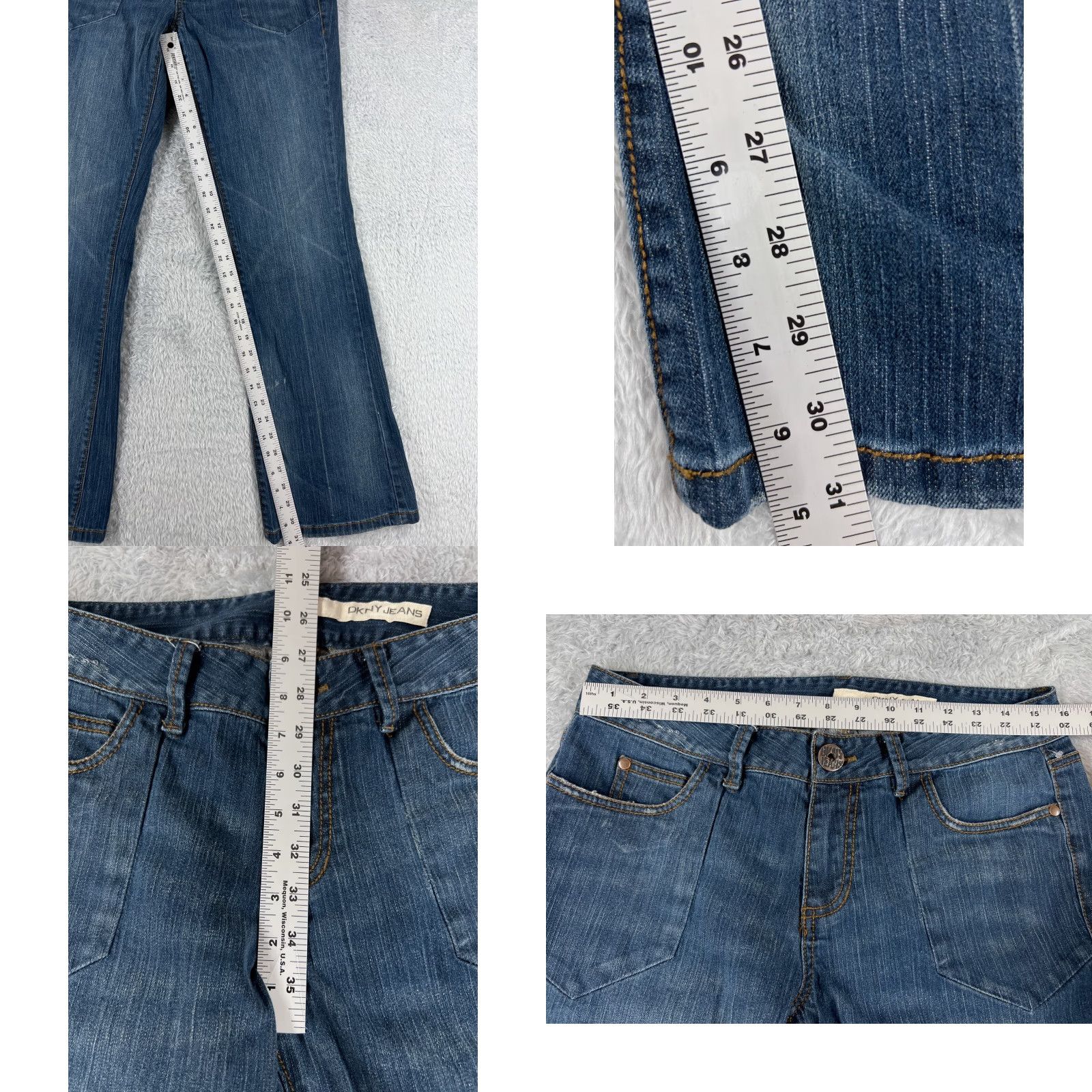DKNY DKNY Women's Blue Denim Bootcut Jeans 12 Cotton Blend Mid Rise 31x31 Casual Pants Size 34" / US 12 / IT 48 - 8 Thumbnail