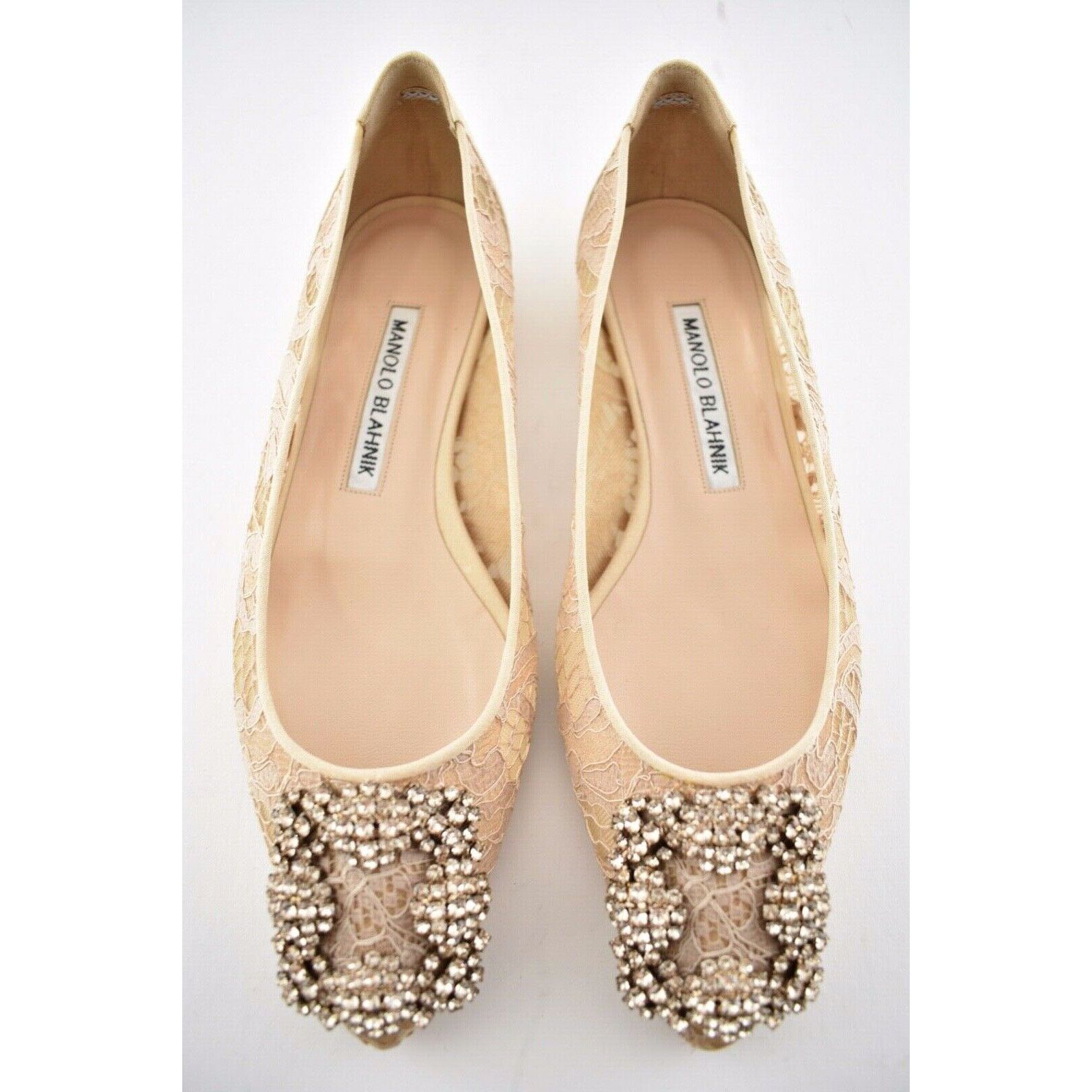 Manolo Blahnik Hangisi Flat Lace Crystal Jewel Buckle Ballerina Ballet 35 Size US 5 / IT 35 - 5 Thumbnail