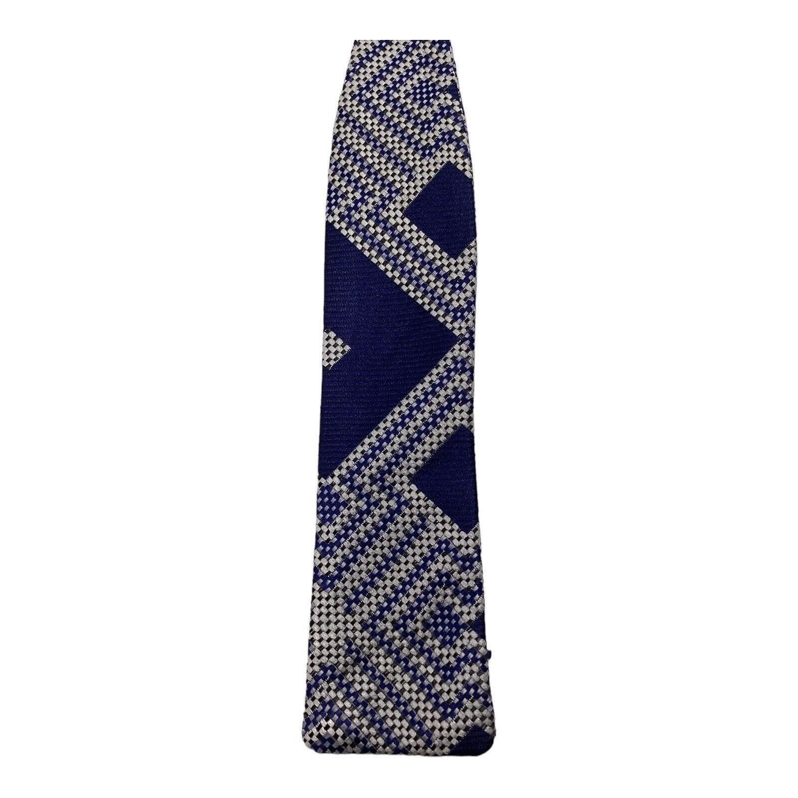 Carlos Campos CARLOS CAMPOS Blue Geometric Adjustable Self Bow Tie Silk W: Size ONE SIZE - 4 Thumbnail