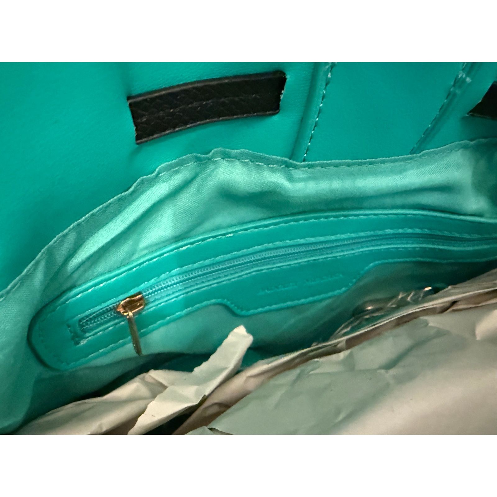 Badgley Mischka BADGLEY MISCHKA TEAL Lg Tote Vegan w/ Black Snake Handle Size ONE SIZE - 6 Thumbnail