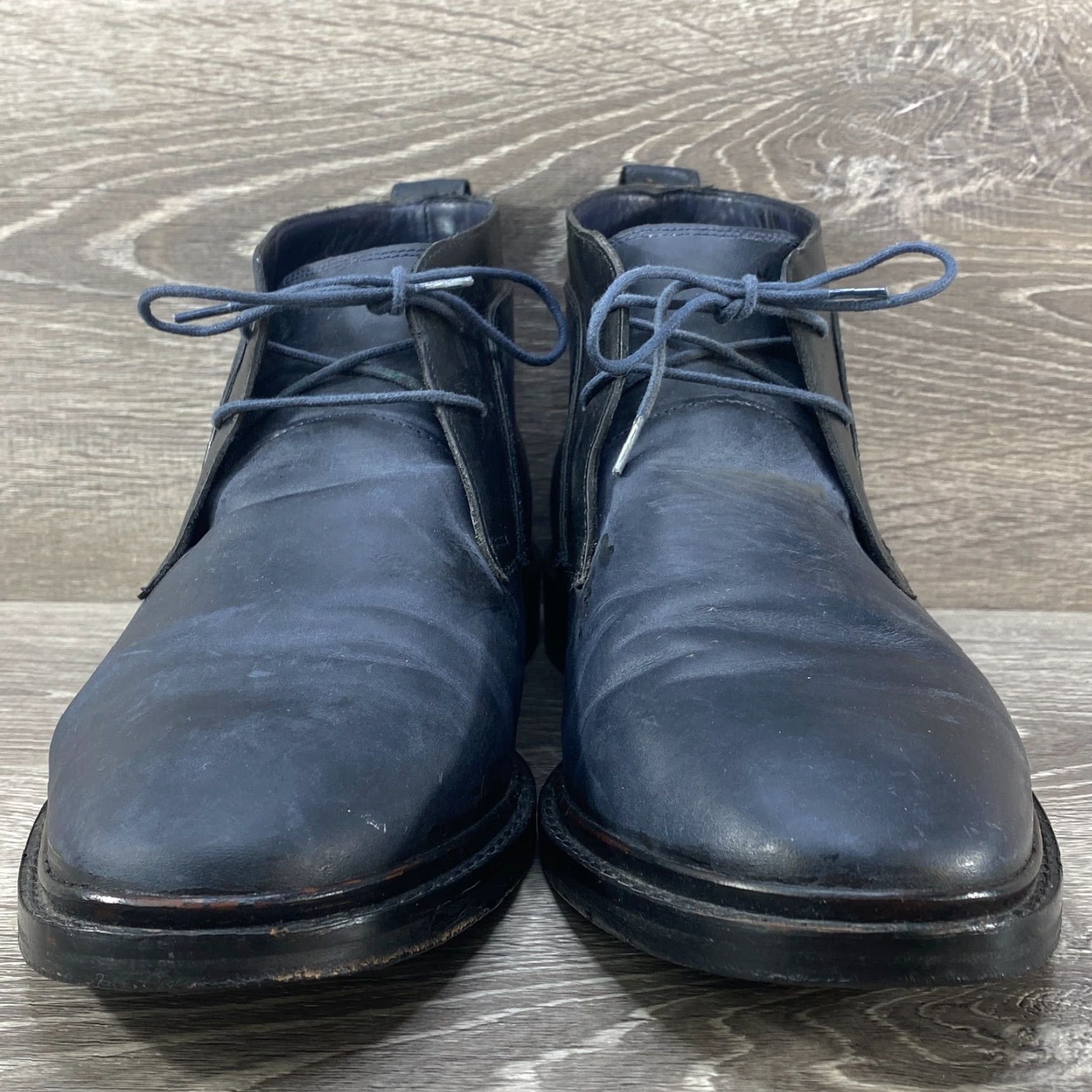 Cole Haan COLE HAAN Grand OS Cambridge Chukka Lace Up Boots Black Blue Leather Mens 10.5 M Shoe Boots Size US 11 / EU 44 - 4 Thumbnail