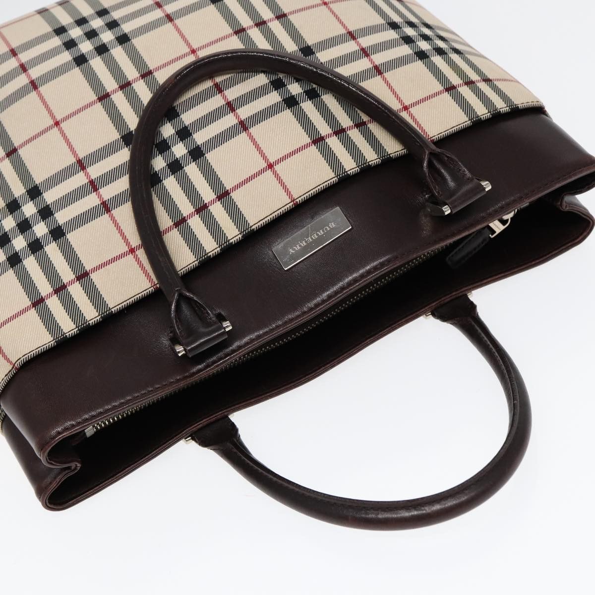Burberry Burberry Nova Check Hand Bag Canvas Beige Silver Size ONE SIZE - 6 Thumbnail