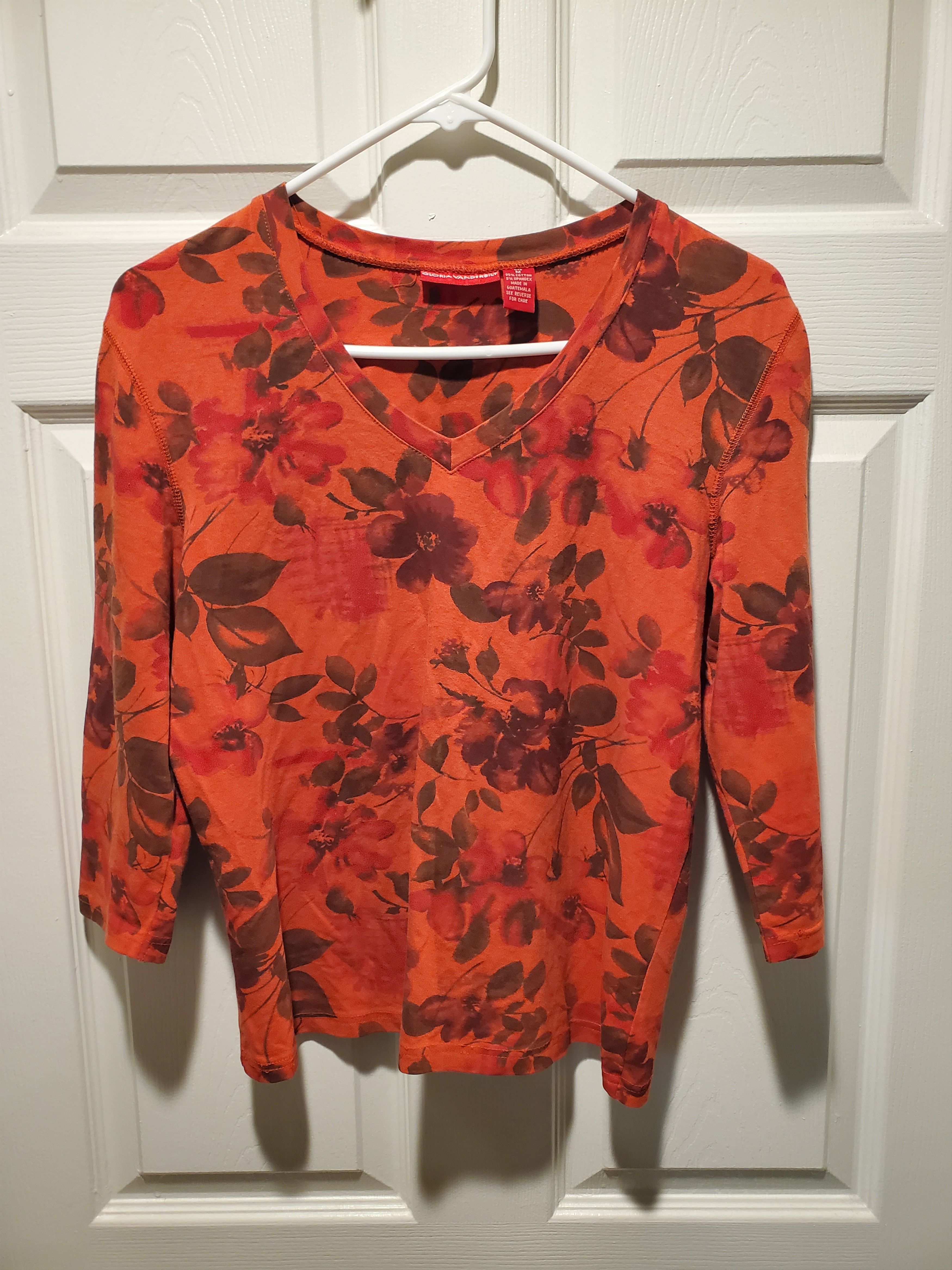 Gloria Vanderbilt Gloria Vanderbilt orange red floral top-size M Size M / US 6-8 / IT 42-44 - 1 Thumbnail
