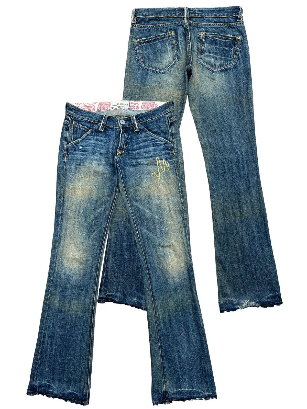 Flare Jeans Japanese Lowrise Distressed Denim Jeans 31x33.5