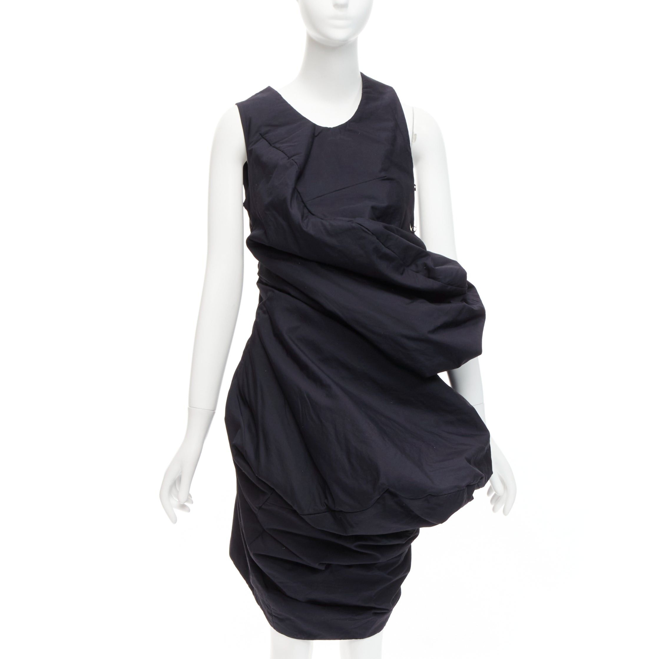 runway COMME DES GARCONS 1997 Lumps Bumps black circle cut asymmetric dress S