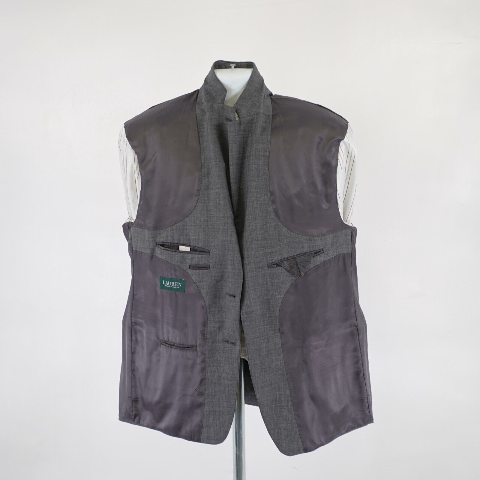 Lauren Ralph Lauren Lauren Ralph Lauren Wool Gray Sharskin 46R Blazer 2 Button T Size 46R - 11 Thumbnail