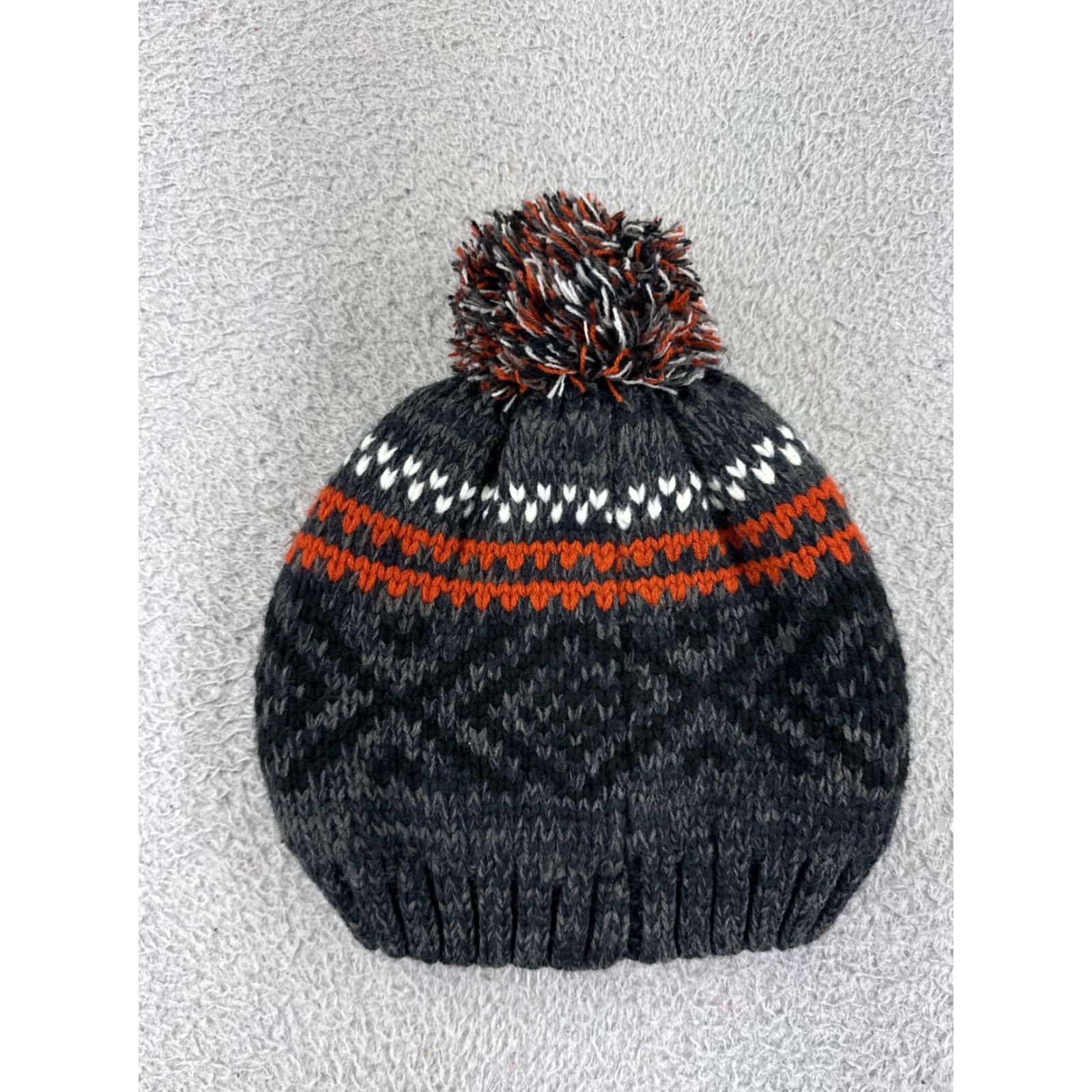Vintage Goodfellow Beanie Toque Adult One Size Gray Orange Classic Design Pom Lined Hat Mens/Unisex Size ONE SIZE - 2 Thumbnail