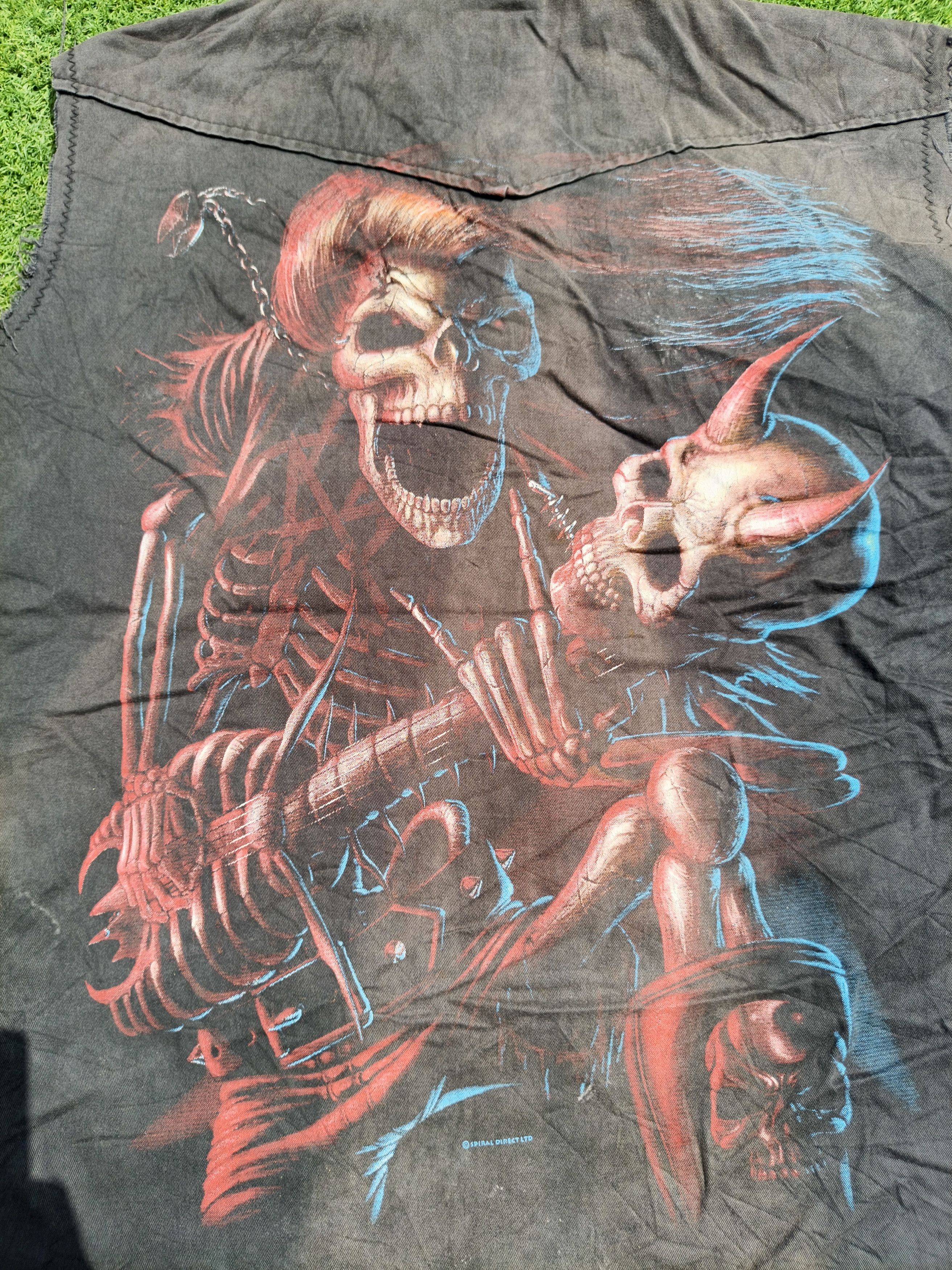 Band Tees Trashed Spiral Direct Rock Metal Skeleton Sleeveless Jacket Size US XL / EU 56 / 4 - 19 Thumbnail