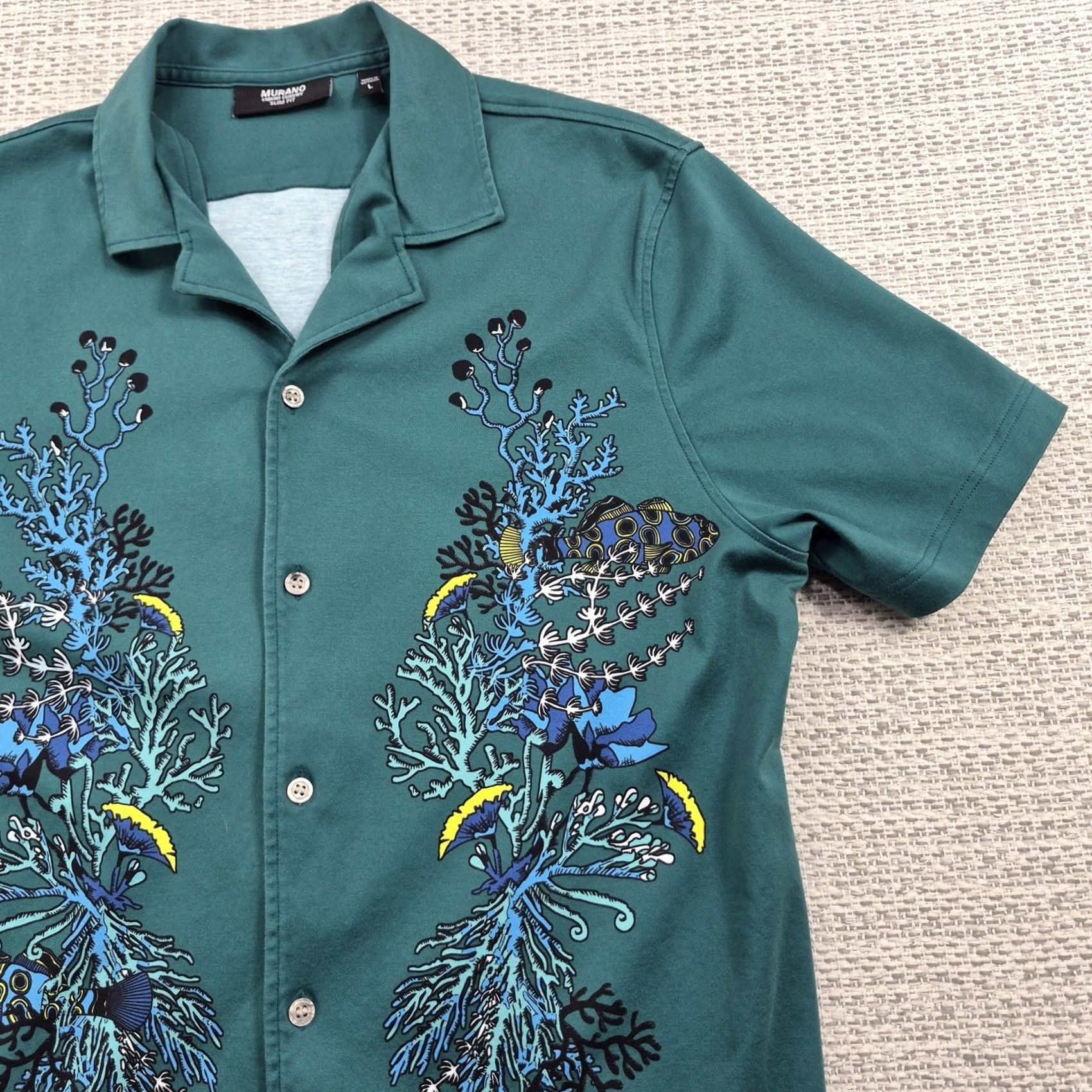 Murano Murano Button Up Shirt Mens L Green Tropical Graphic Short Sleeve Casual Size US L / EU 52-54 / 3 - 2 Thumbnail