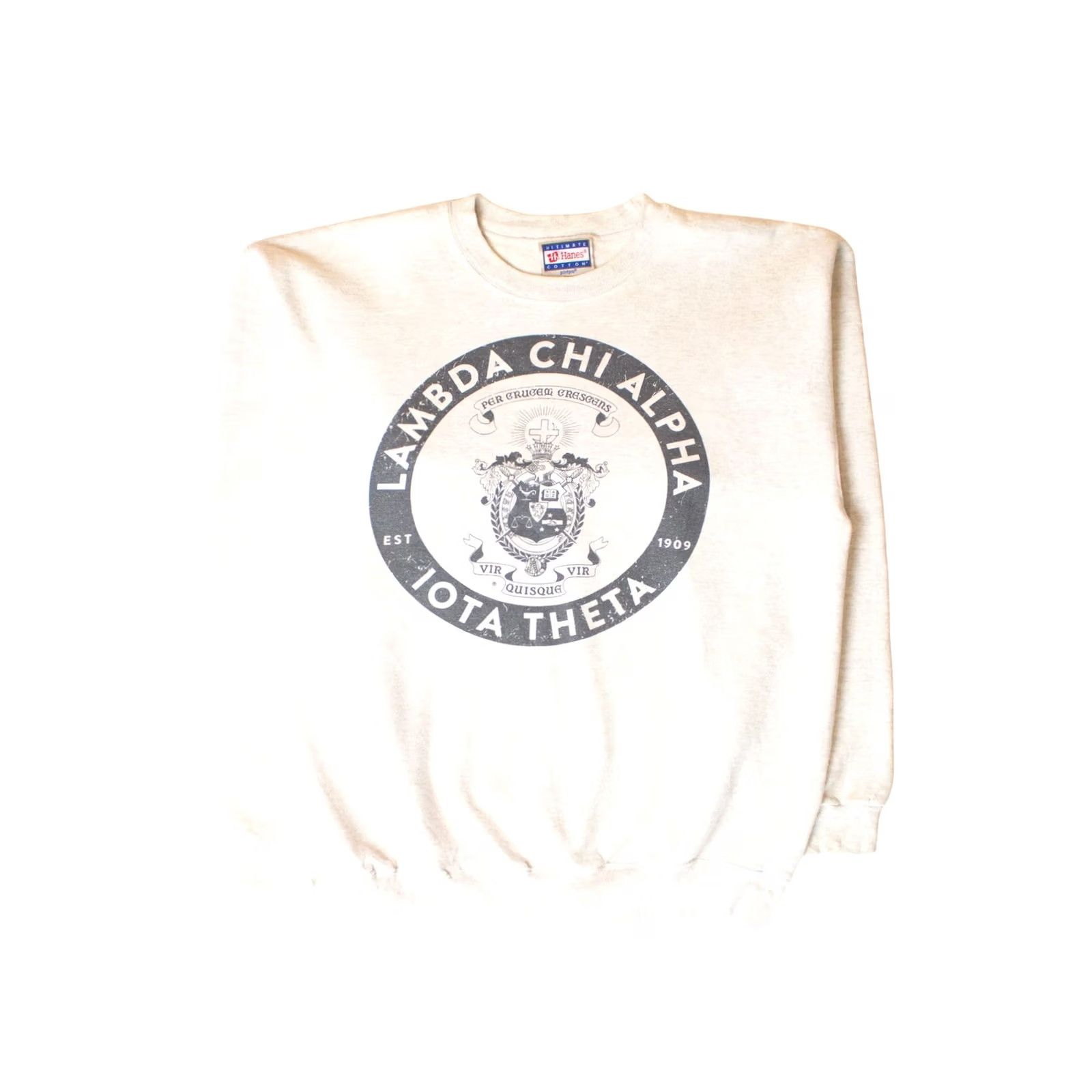 Hanes VINTAGE Hanes Lambda Chi Alpha Iota Theta Sweatshirt Grey 1990s Medium Mens Size US M / EU 48-50 / 2 - 2 Thumbnail